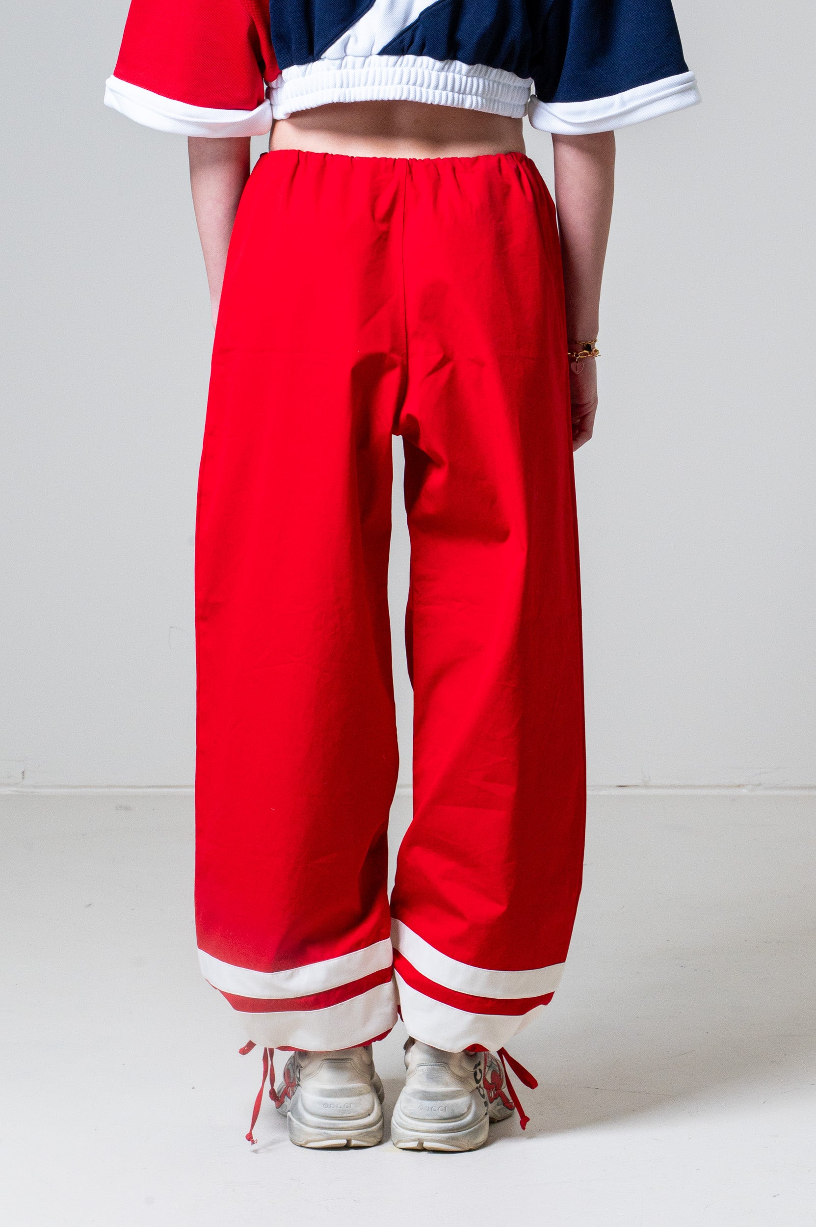Red Wide Leg Draw String Jogger