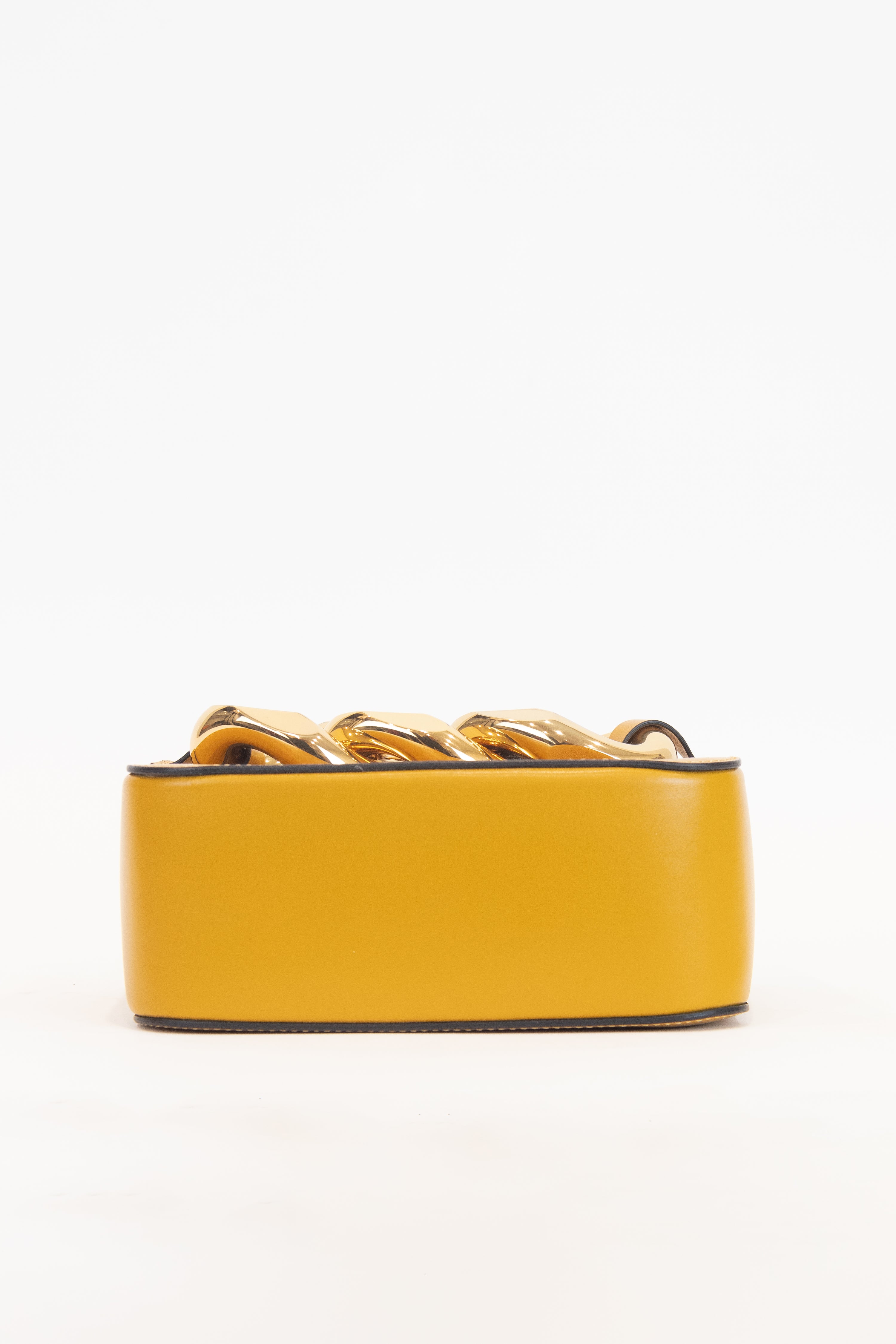 Mustard Yellow Mini Chain Tote Crossbody Bag Leather