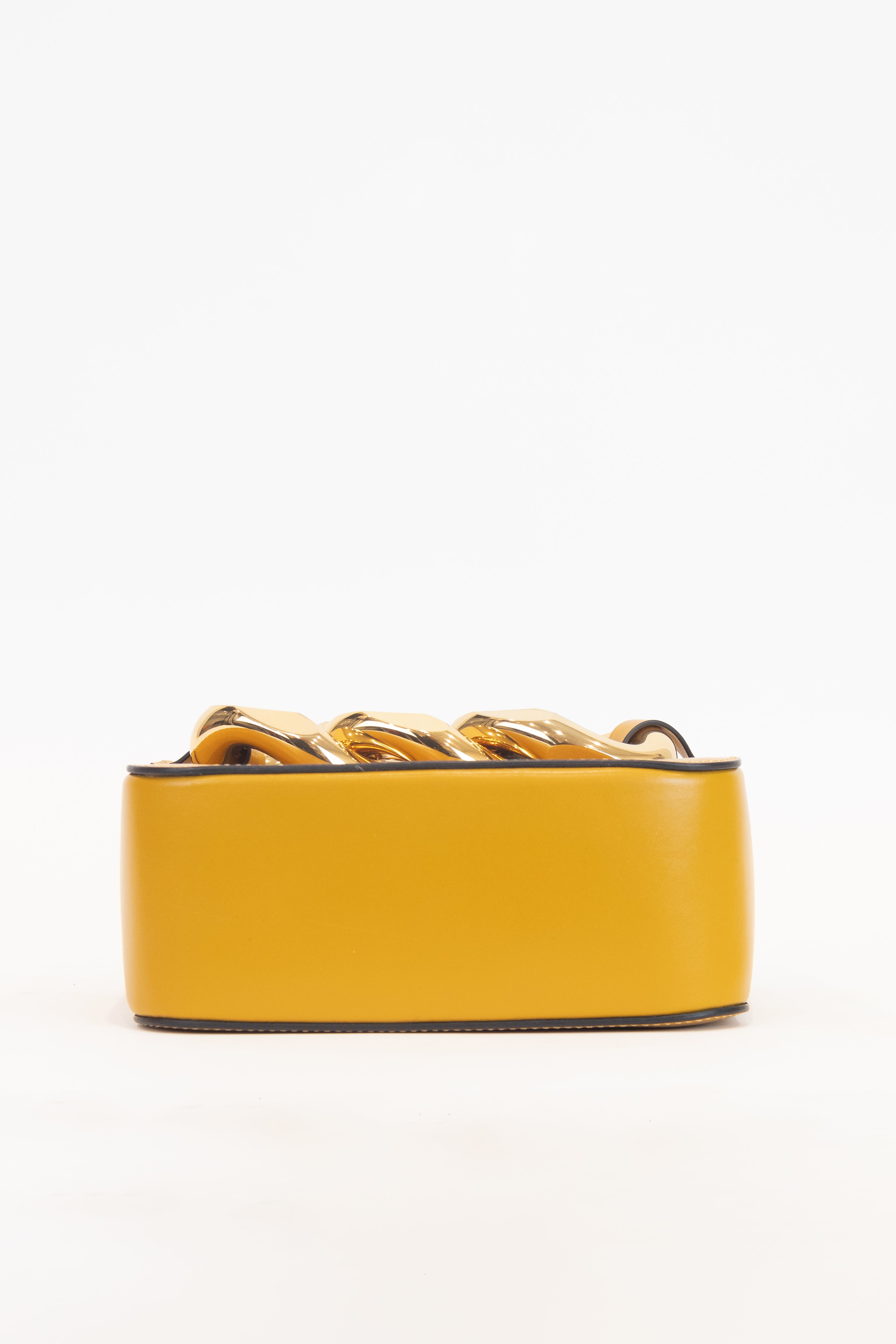 Mustard Yellow Mini Chain Tote Crossbody Bag Leather