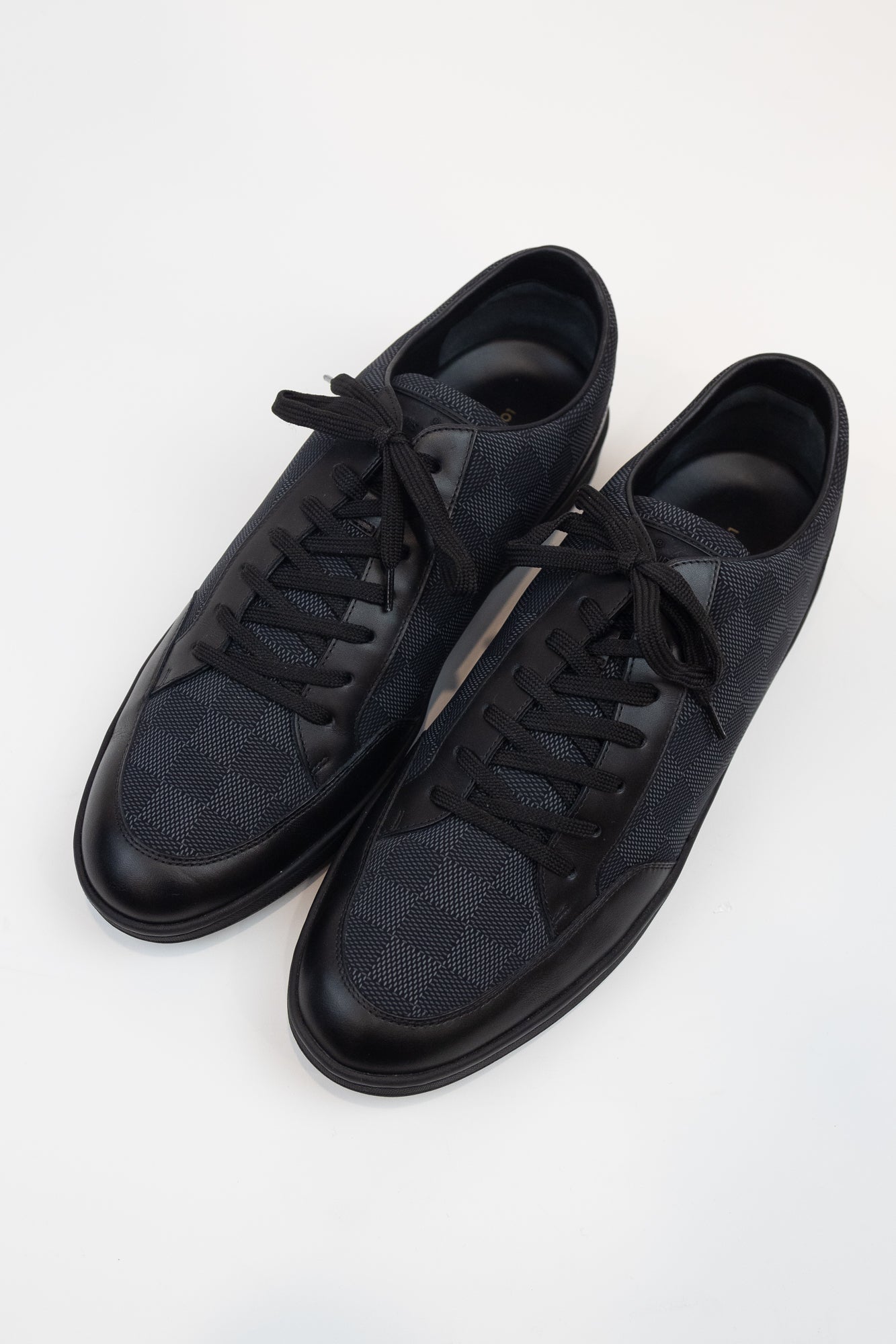 Damier Leather Lace Up Sneakers