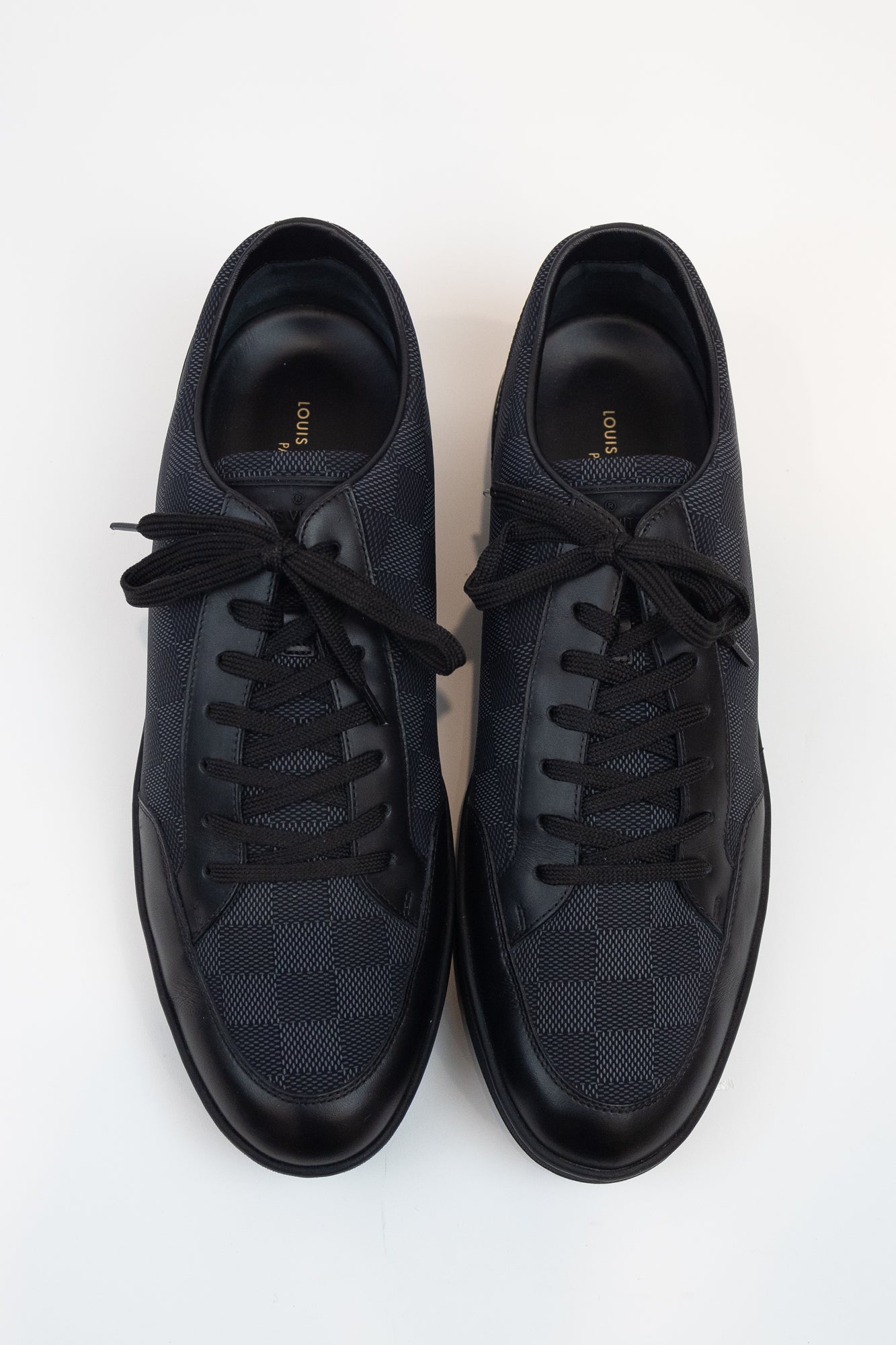 Damier Leather Lace Up Sneakers