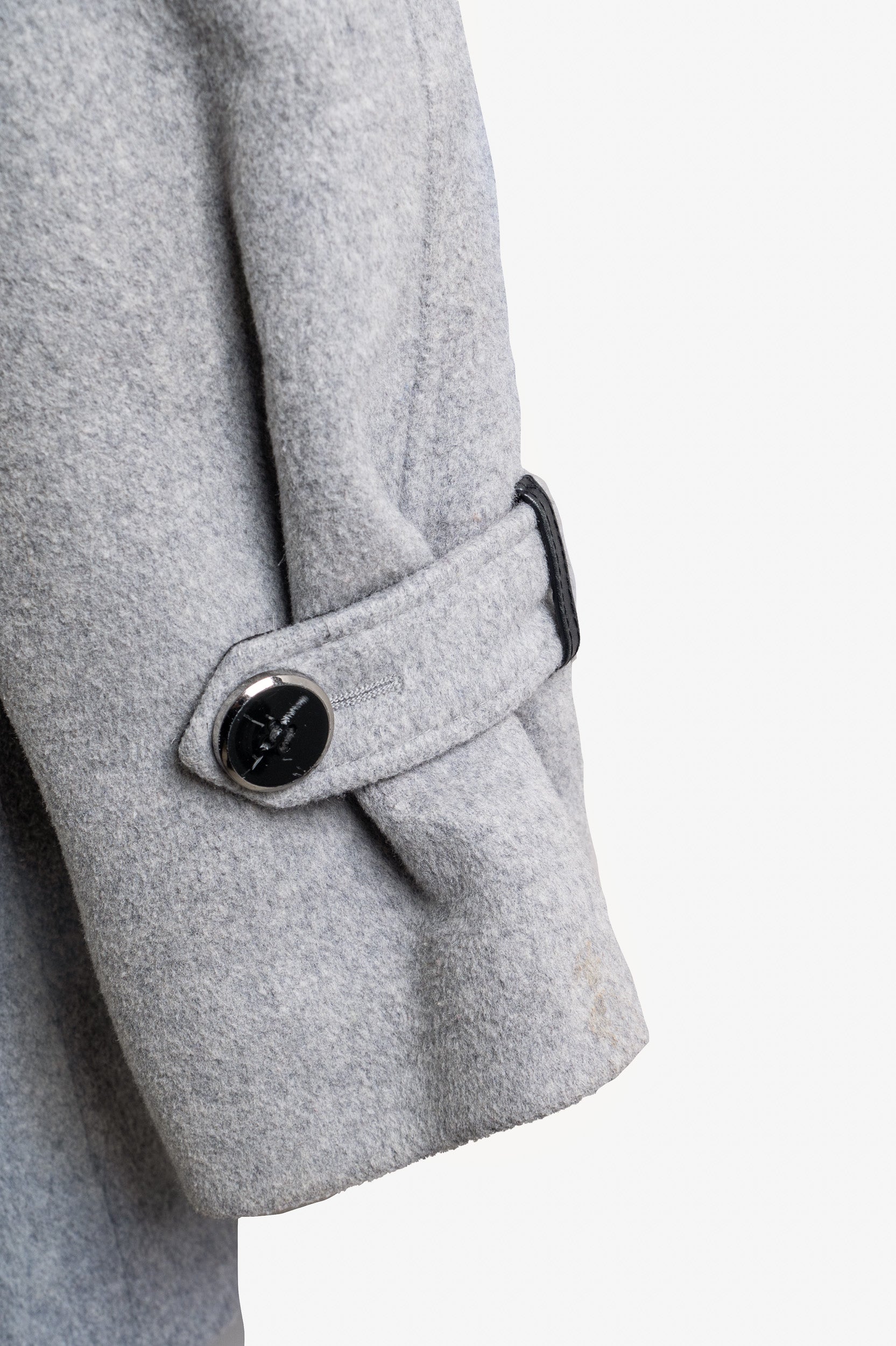 Light Grey Cropped Belted Jacket Coat Wool/?