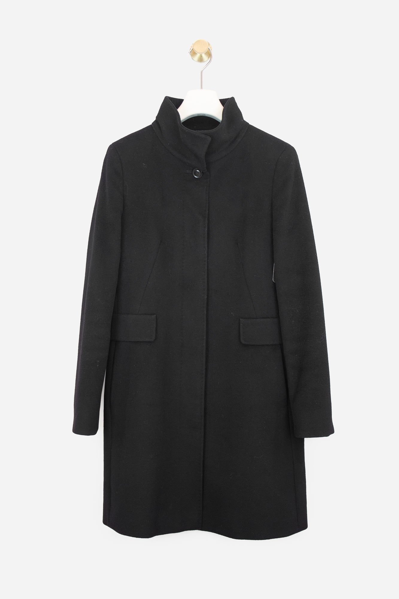 Black High Neck Wool Coat Jacket Wool