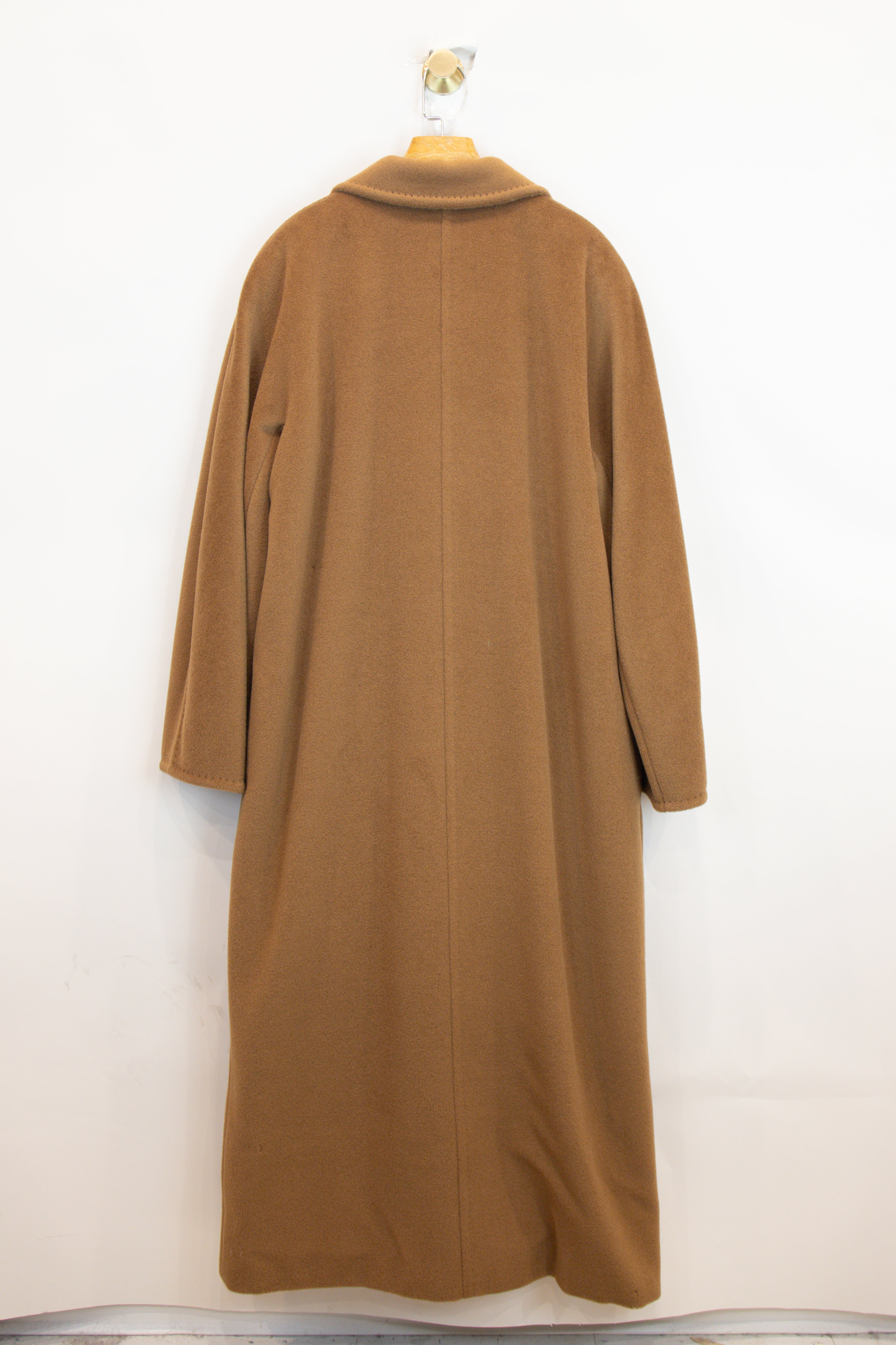 Camel Long Cognac Car Coat Trench Jacket Wool/Cashmere