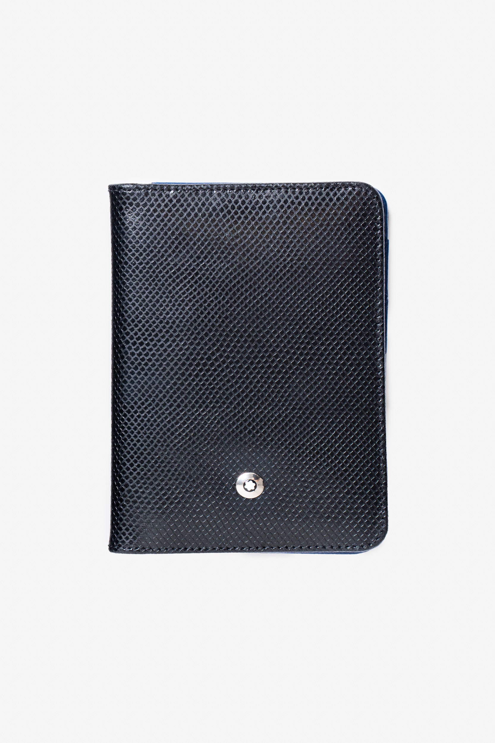 Black Flap Wallet Blue Interior Leather