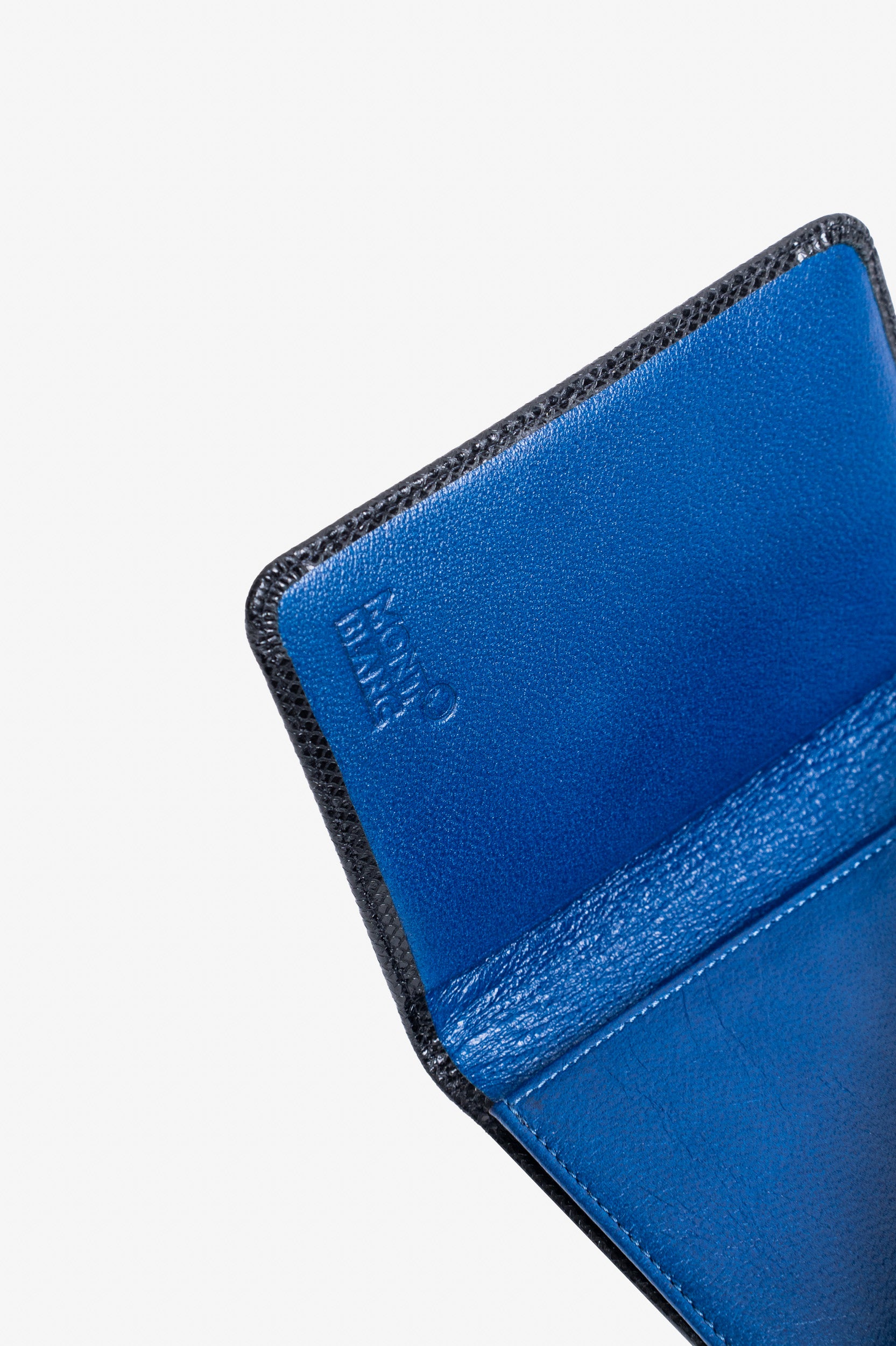 Black Flap Wallet Blue Interior Leather