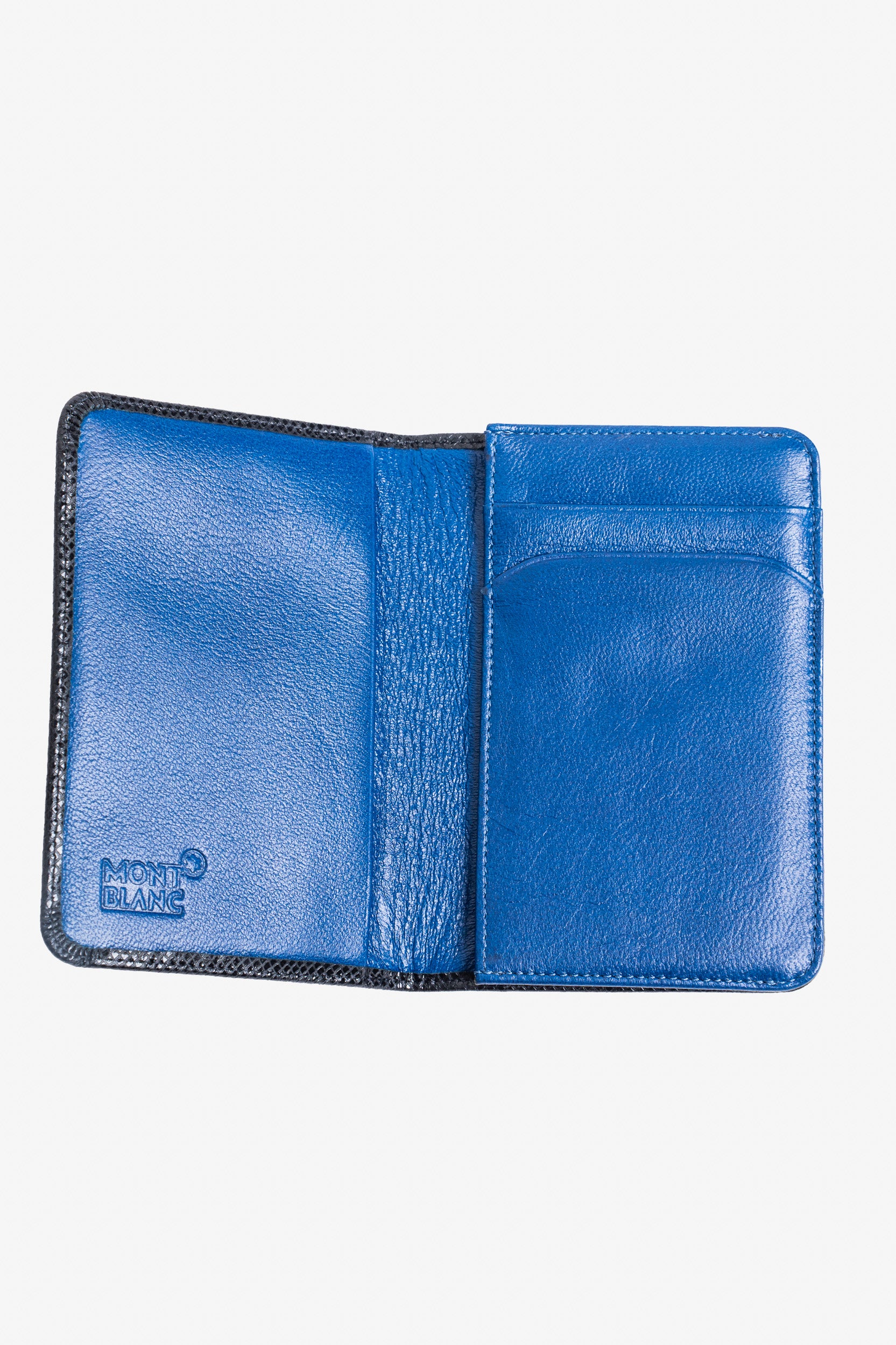 Black Flap Wallet Blue Interior Leather