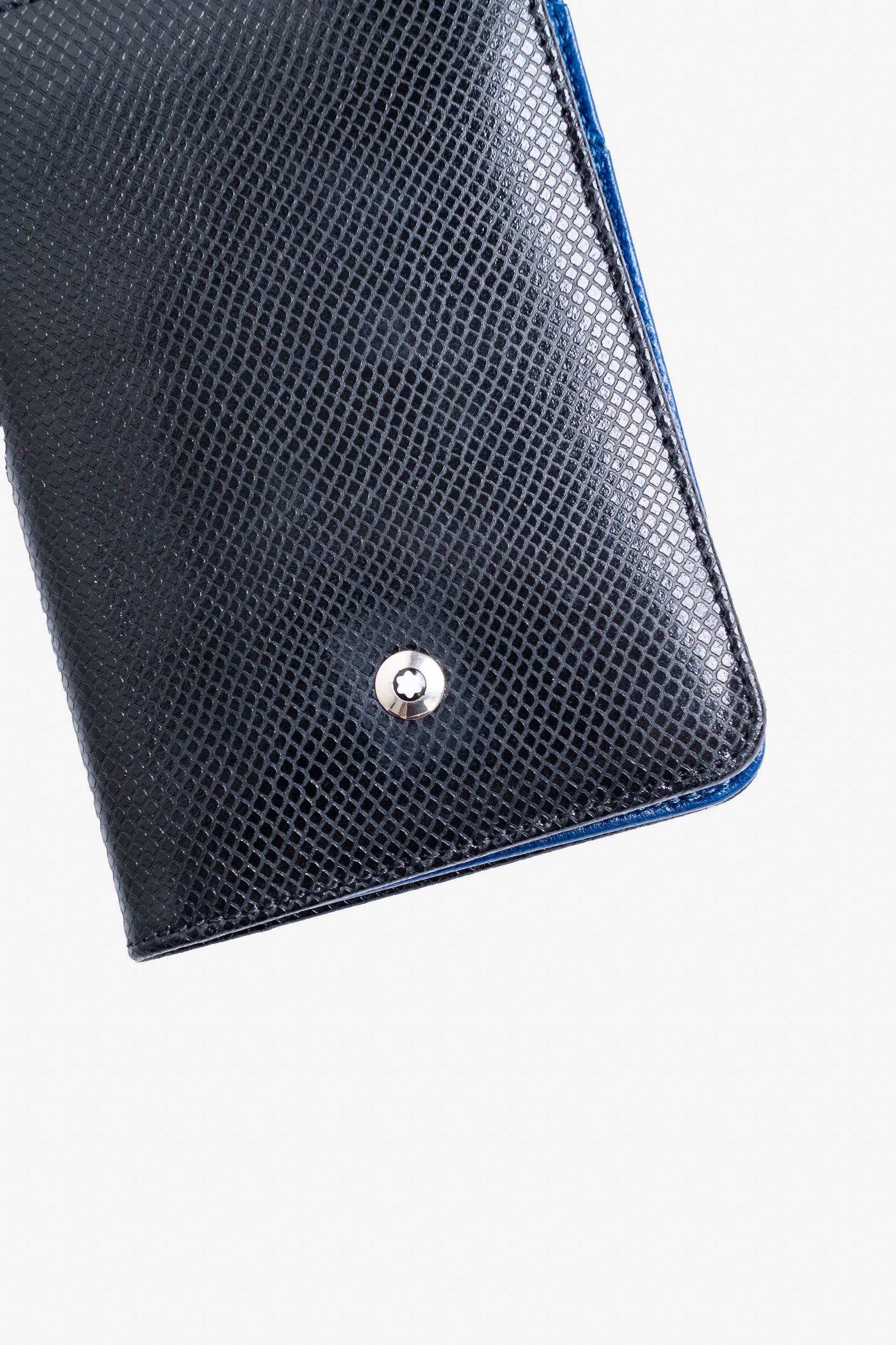 Black Flap Wallet Blue Interior Leather