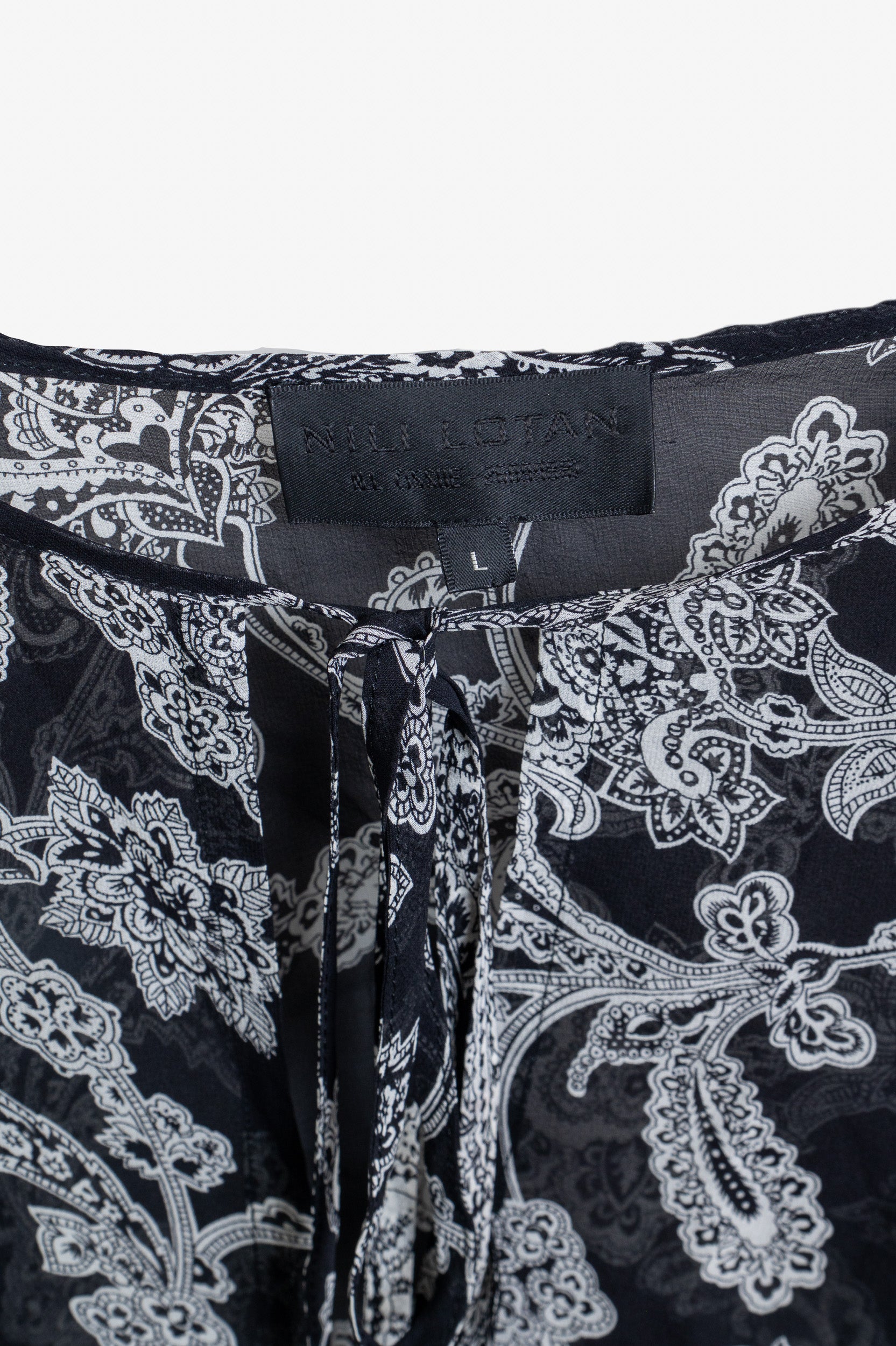 Sheer Black And White Paisley Blouse Silk