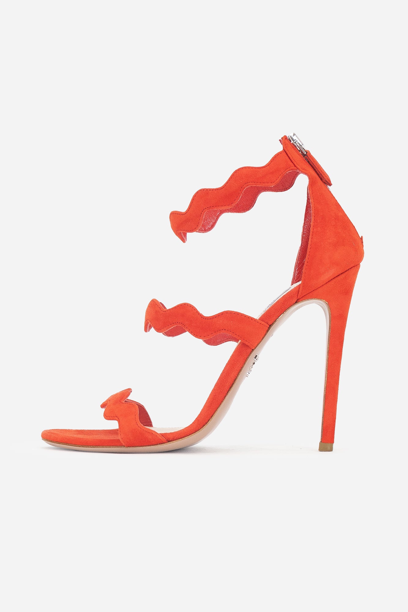 Red Suede Wave Strappy Sandal Pump