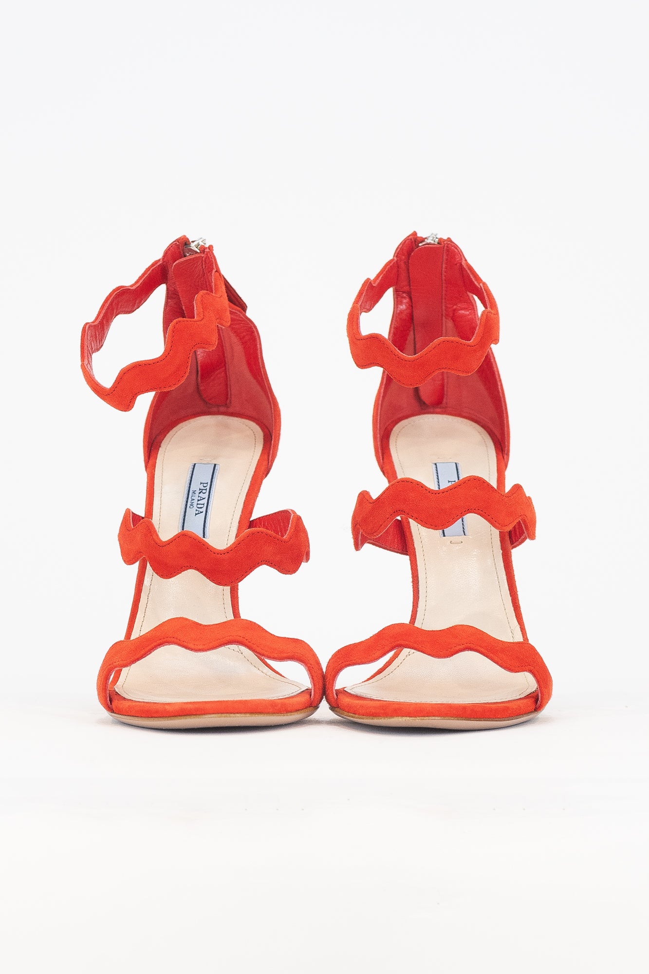 Red Suede Wave Strappy Sandal Pump