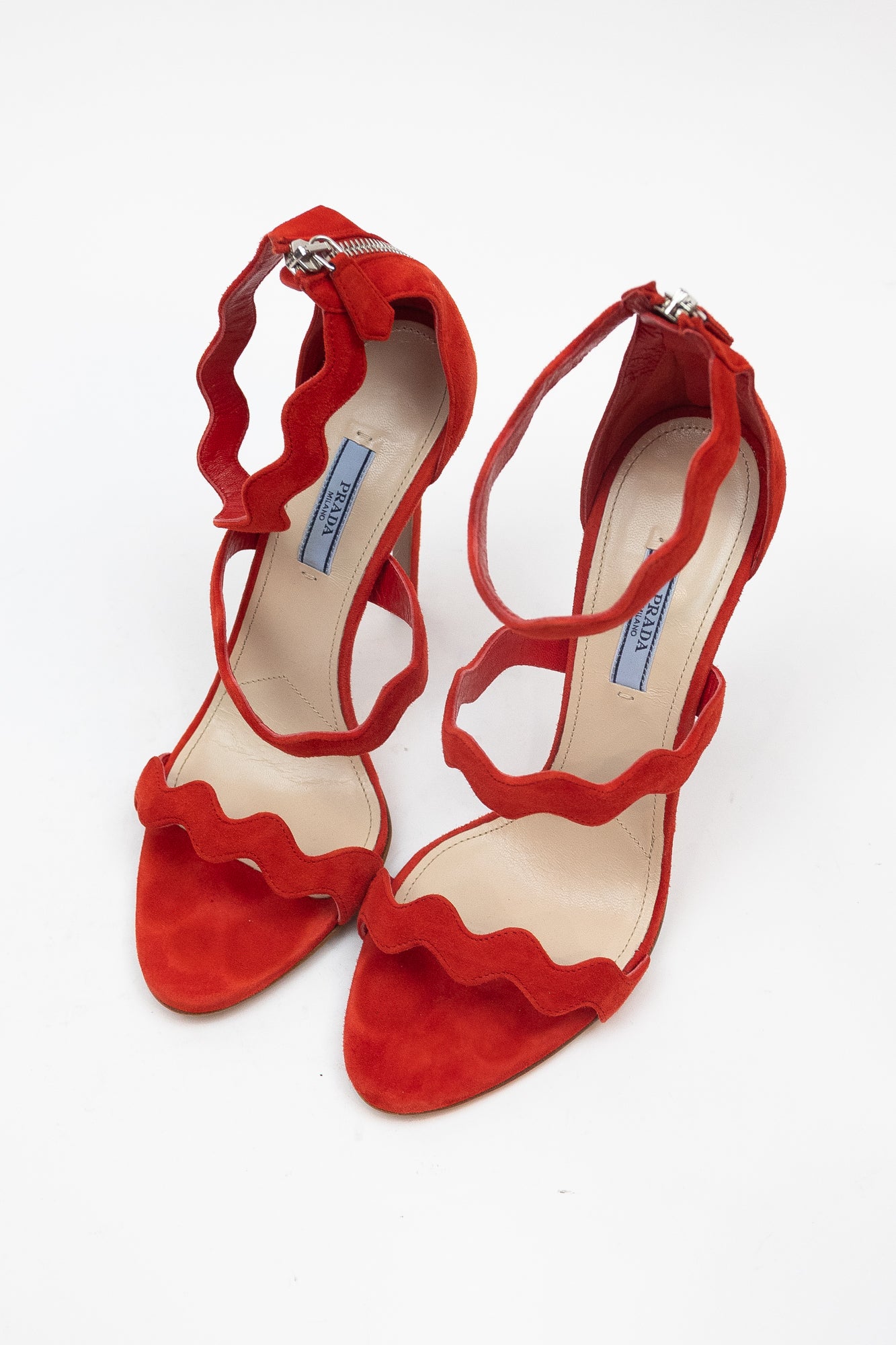 Red Suede Wave Strappy Sandal Pump