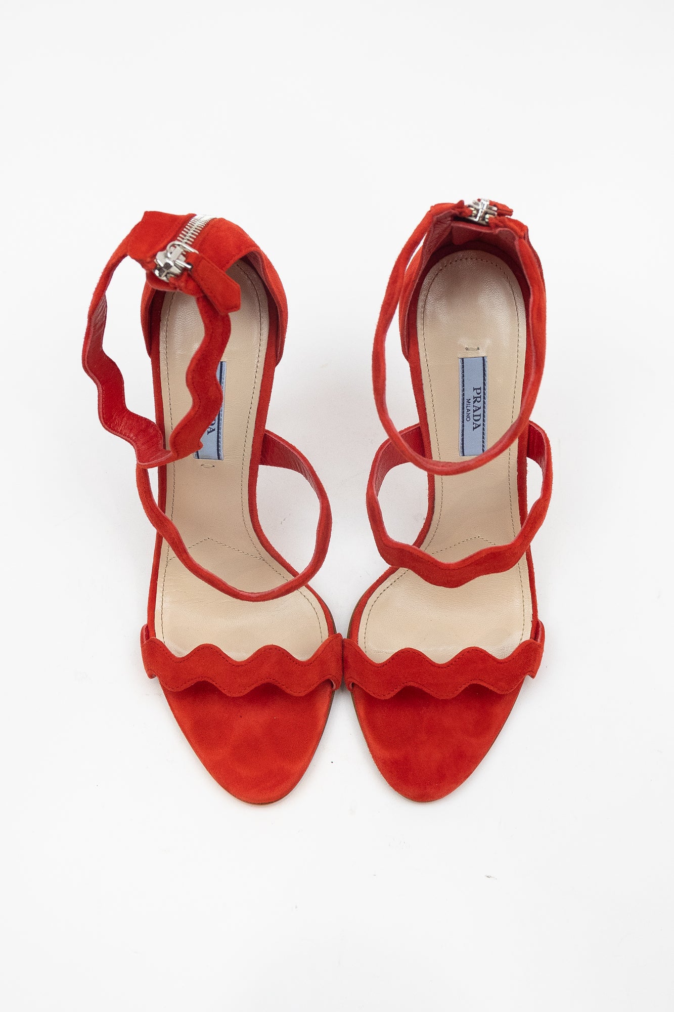 Red Suede Wave Strappy Sandal Pump