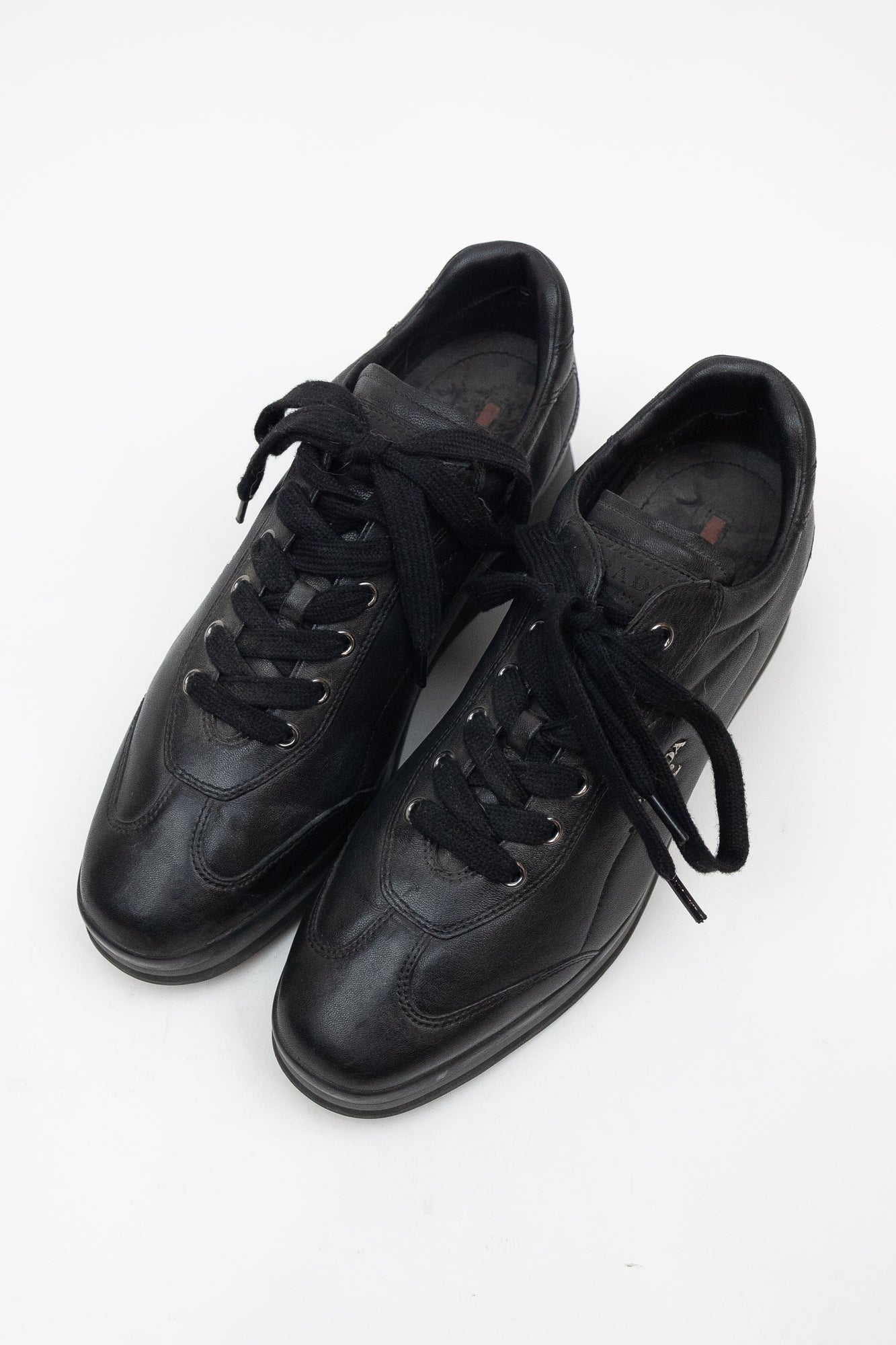 Black Leather Logo Sneakers