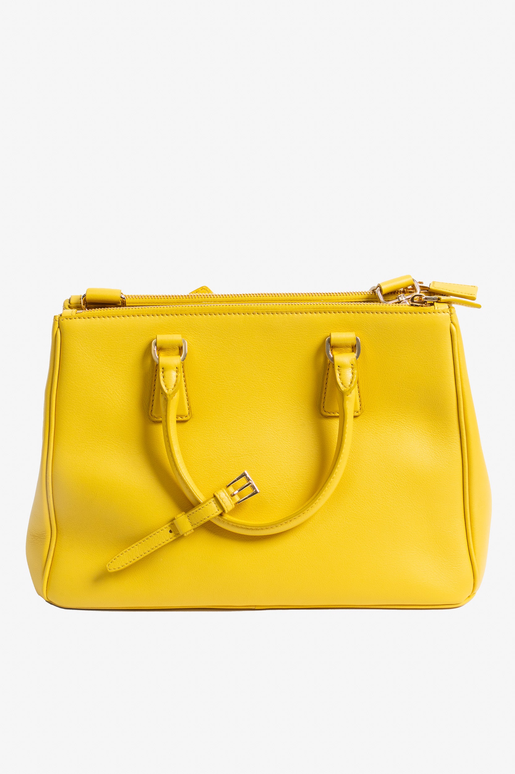 "Sunny Yellow Large Galleria Leather Tote Bag w/ Crossbody /Shoulder Strap"