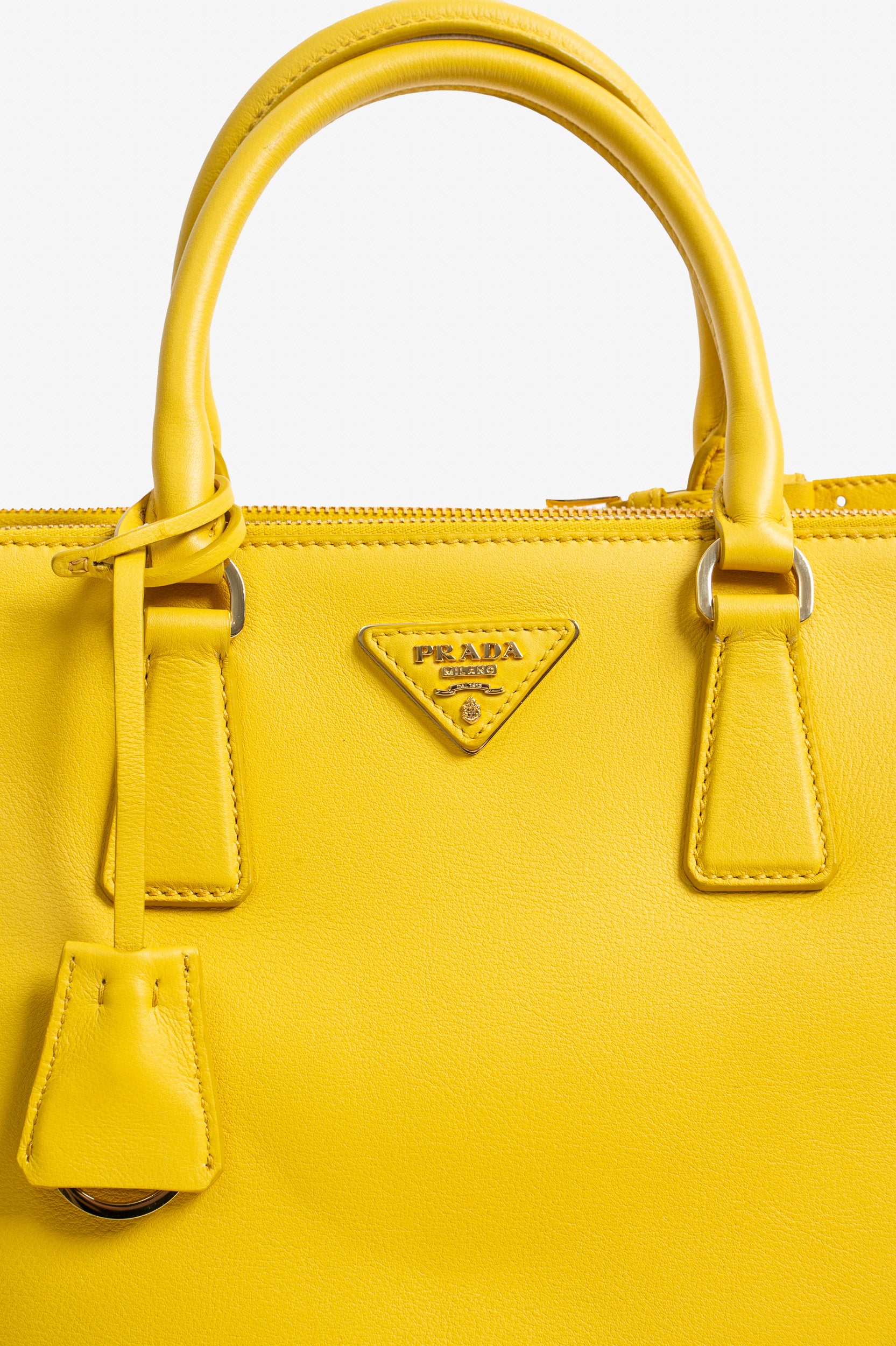 "Sunny Yellow Large Galleria Leather Tote Bag w/ Crossbody /Shoulder Strap"