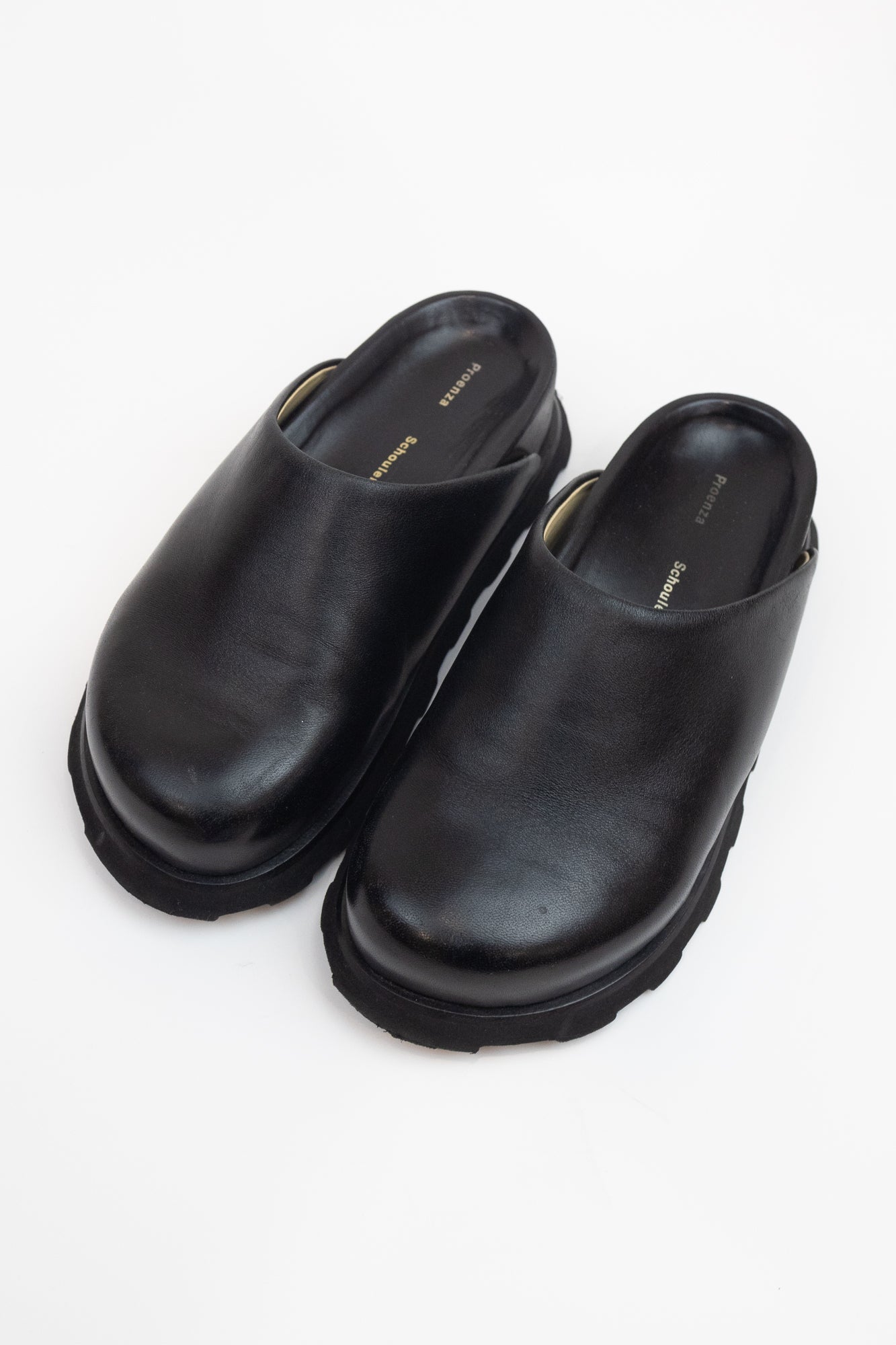 Black Leather Clog Shoe Leather