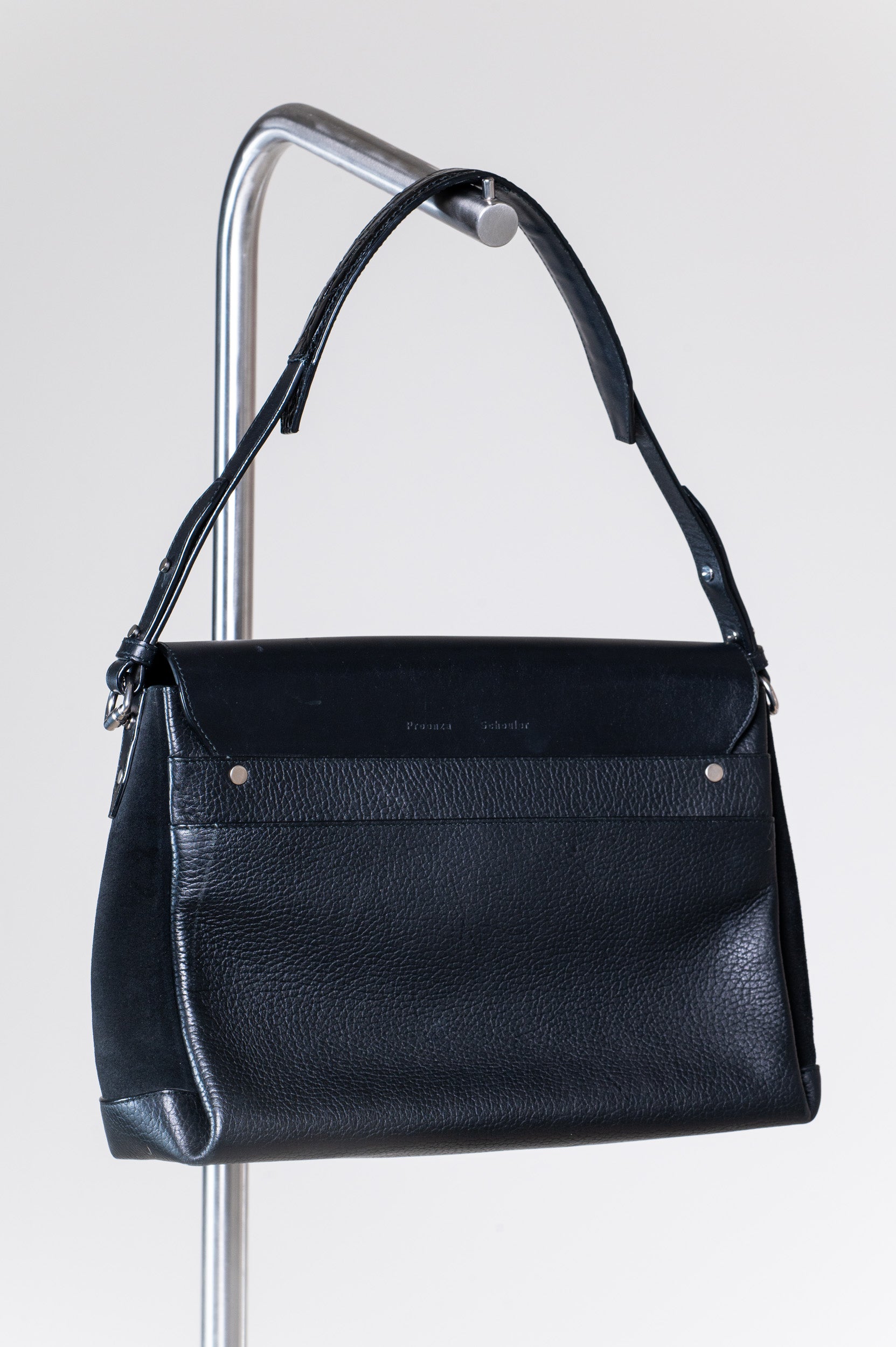 Black Leather Flap Messenger Bag