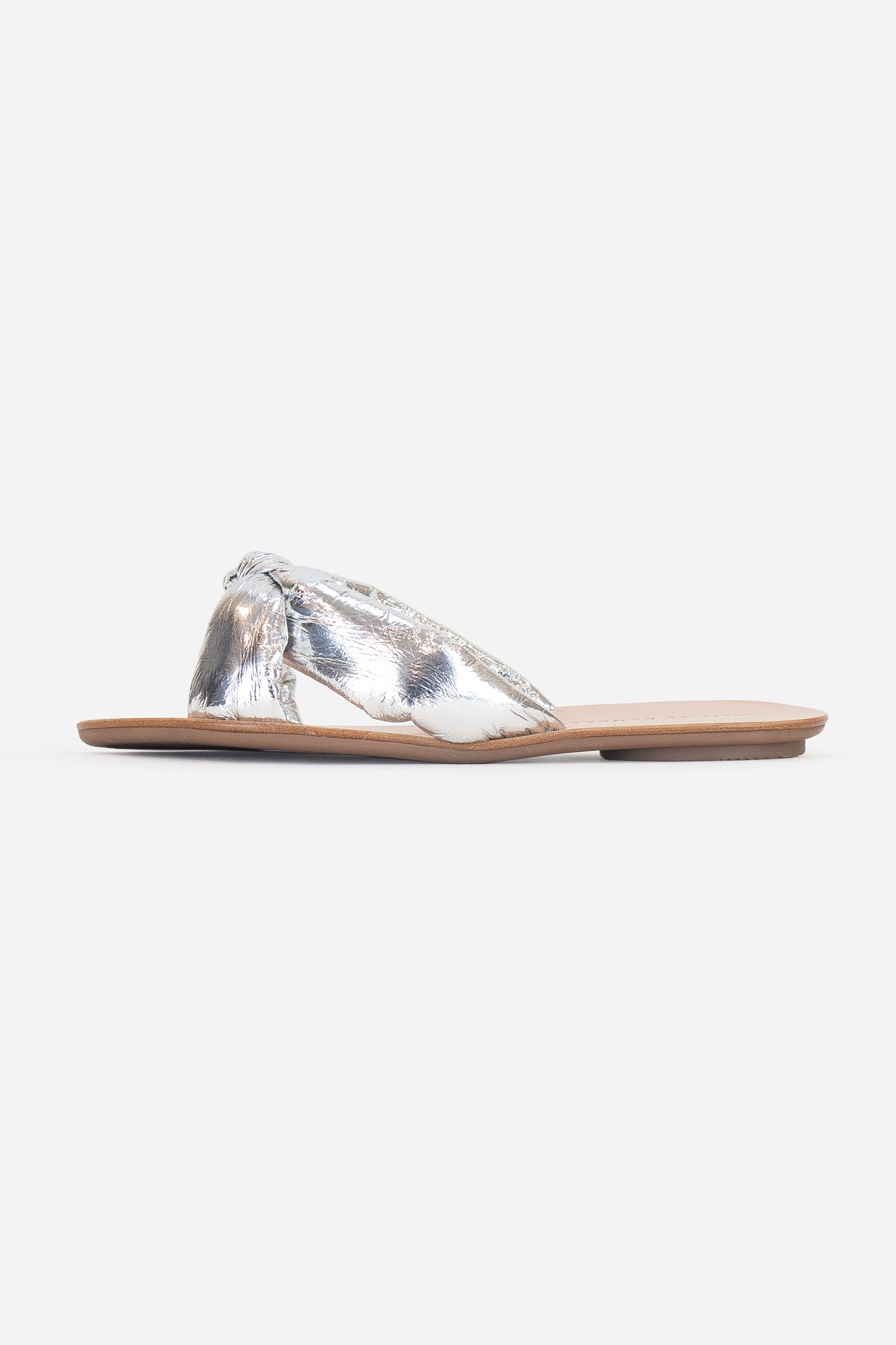 Silver Puff Knot Sandal Leather