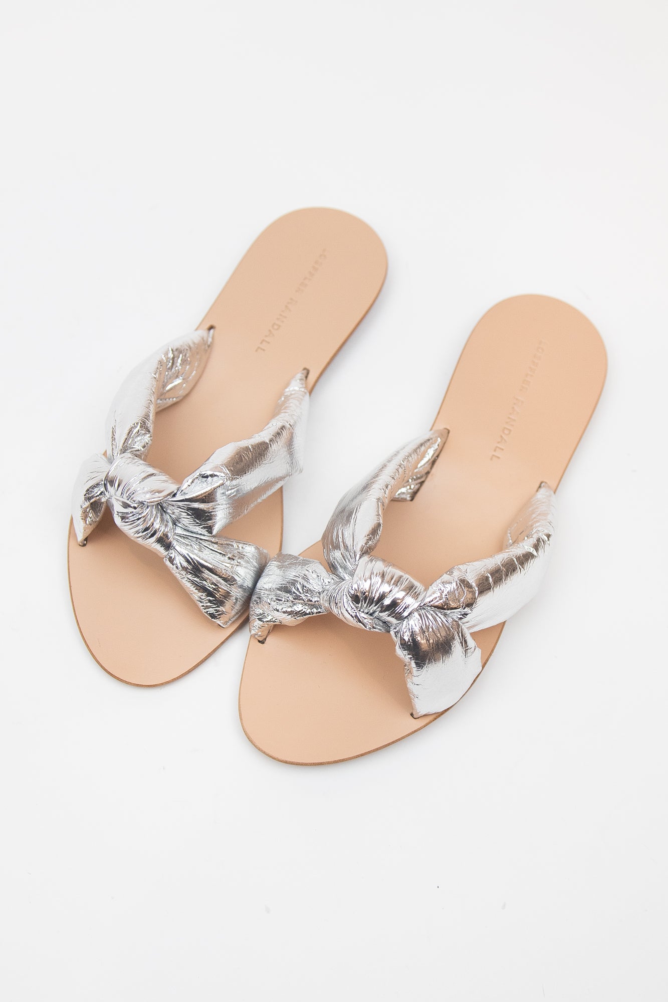 Silver Puff Knot Sandal Leather