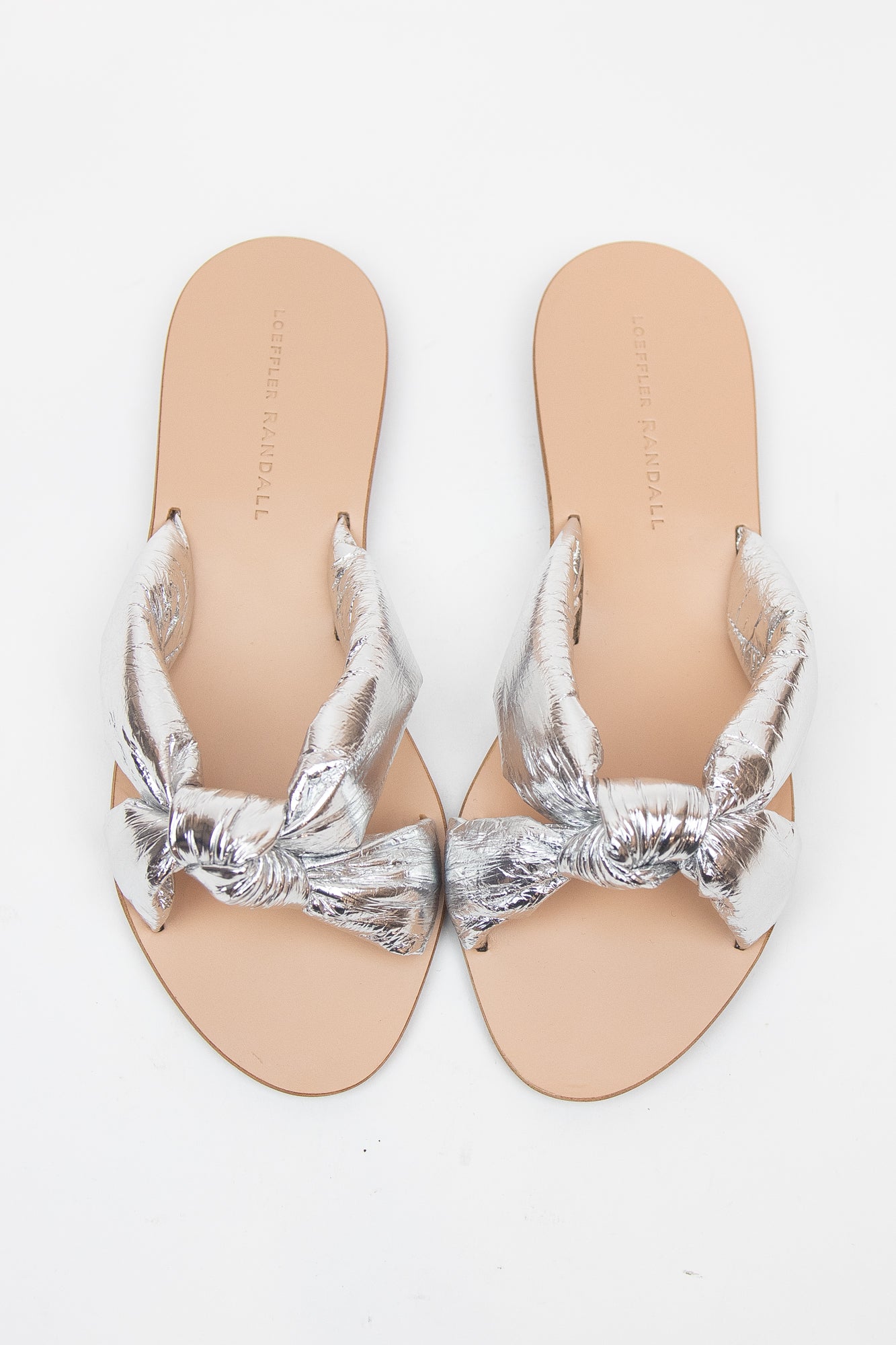 Silver Puff Knot Sandal Leather