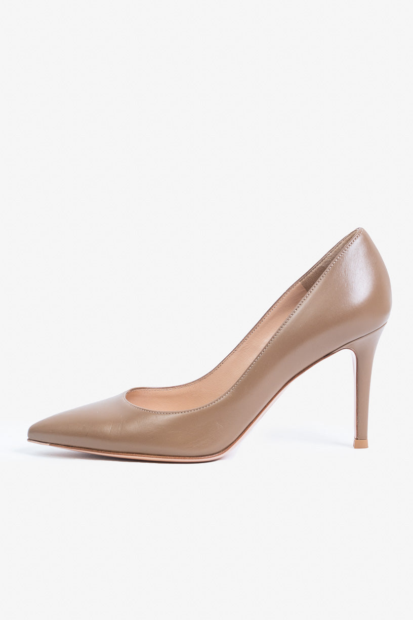 Nude Pointed Toe Pump  Leather