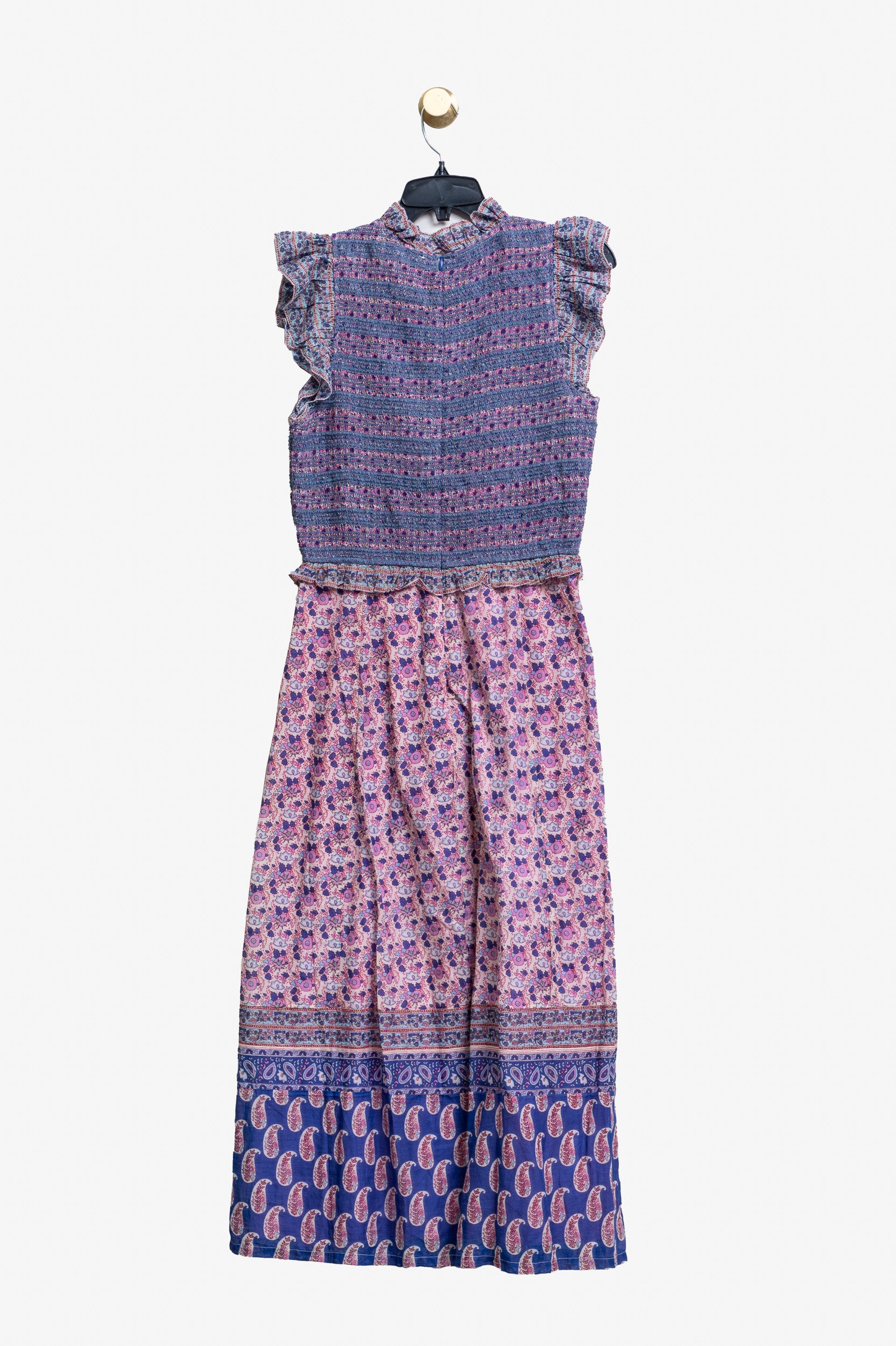 Purple Floral And Paisley Tiered Dress Cotton