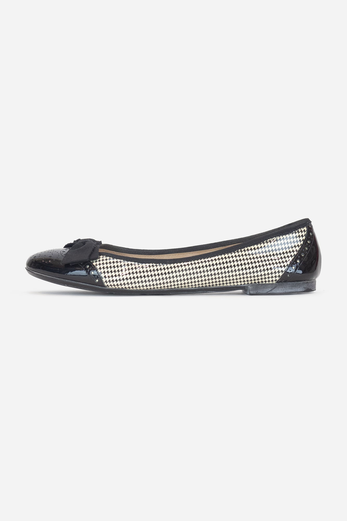 Patent Houndstooth Bow Ballet Flats