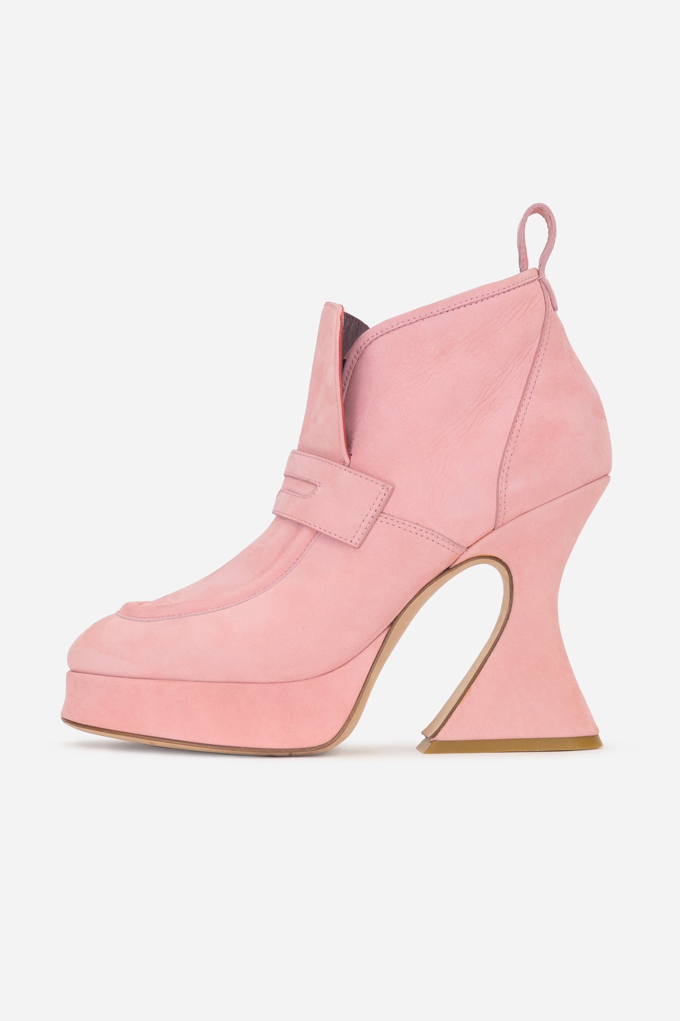 Pink Suede Chunky Platform Ankle Pumps