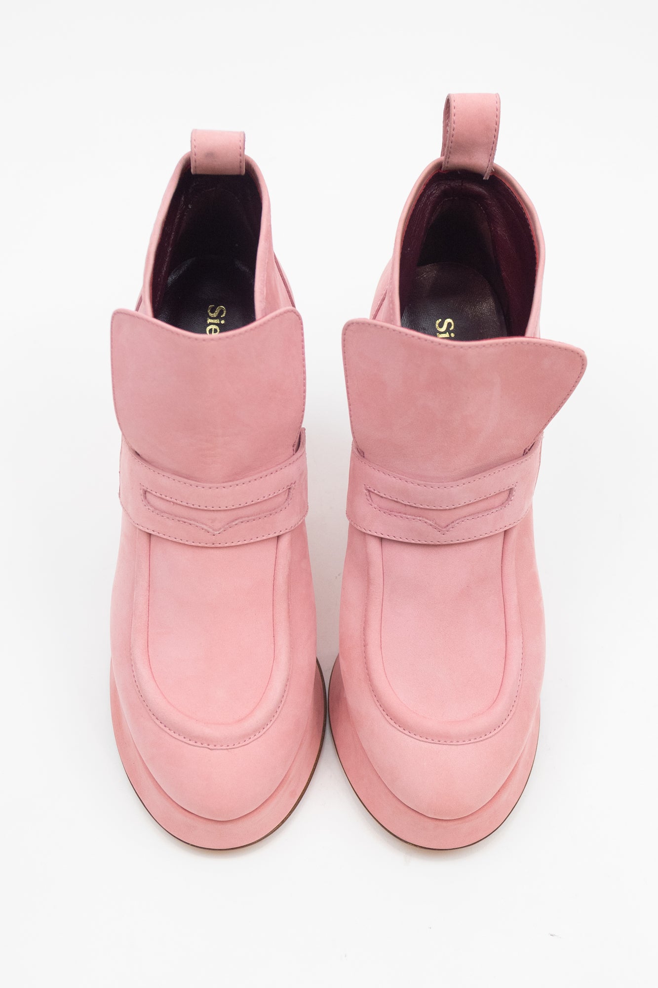 Pink Suede Chunky Platform Ankle Pumps