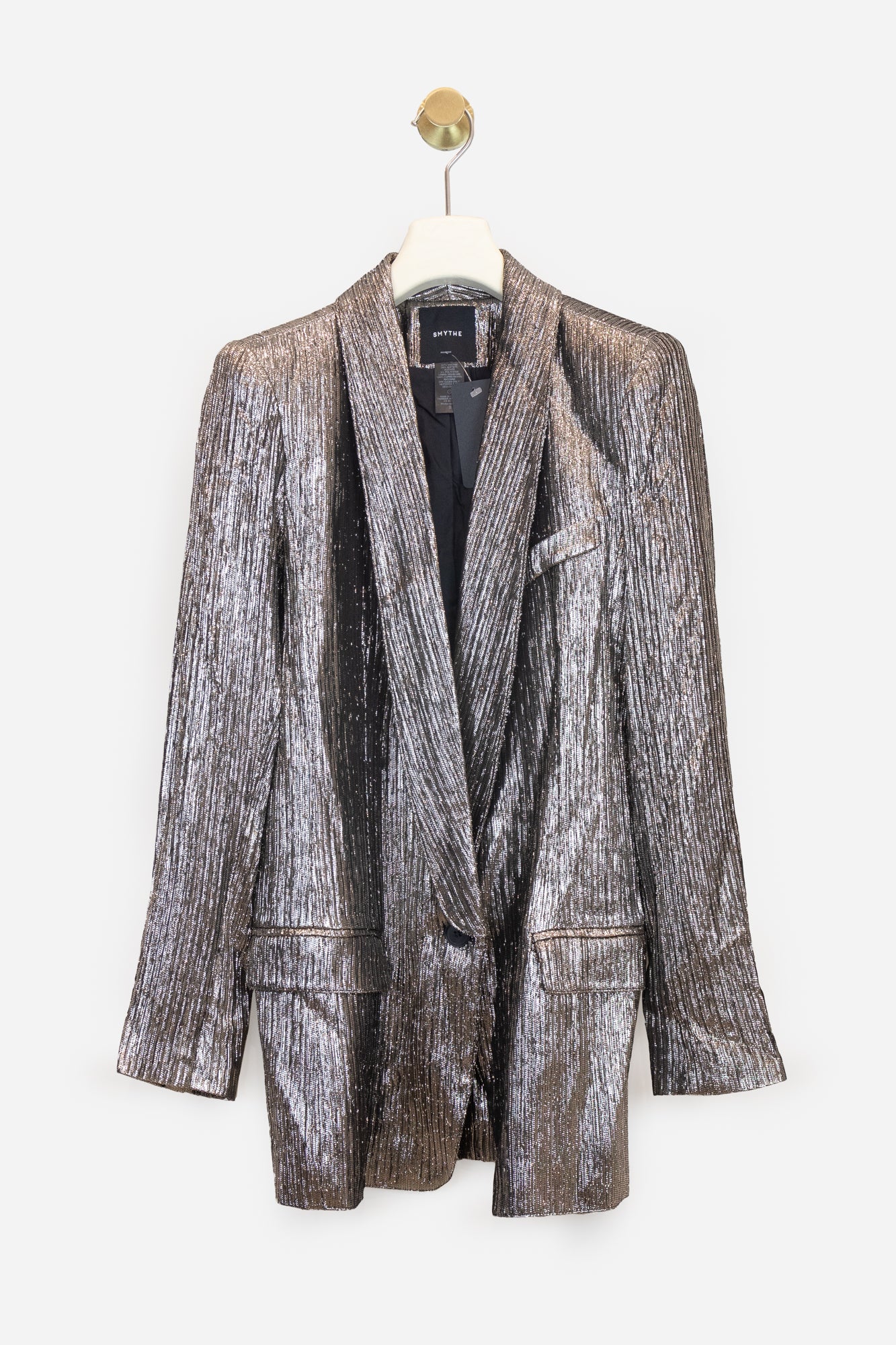 Silver Shiny Long Blazer Viscose/Acetate