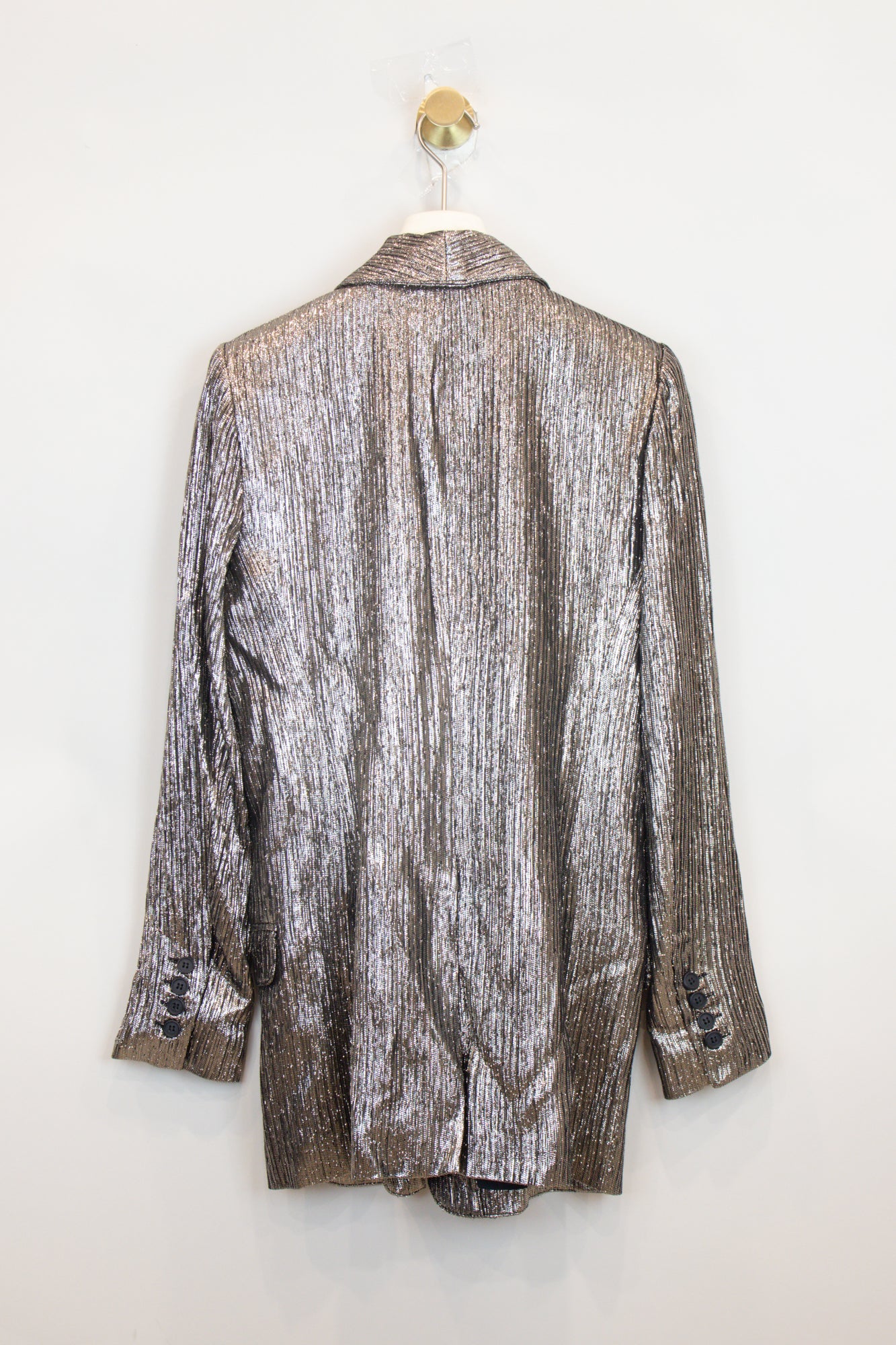 Silver Shiny Long Blazer Viscose/Acetate