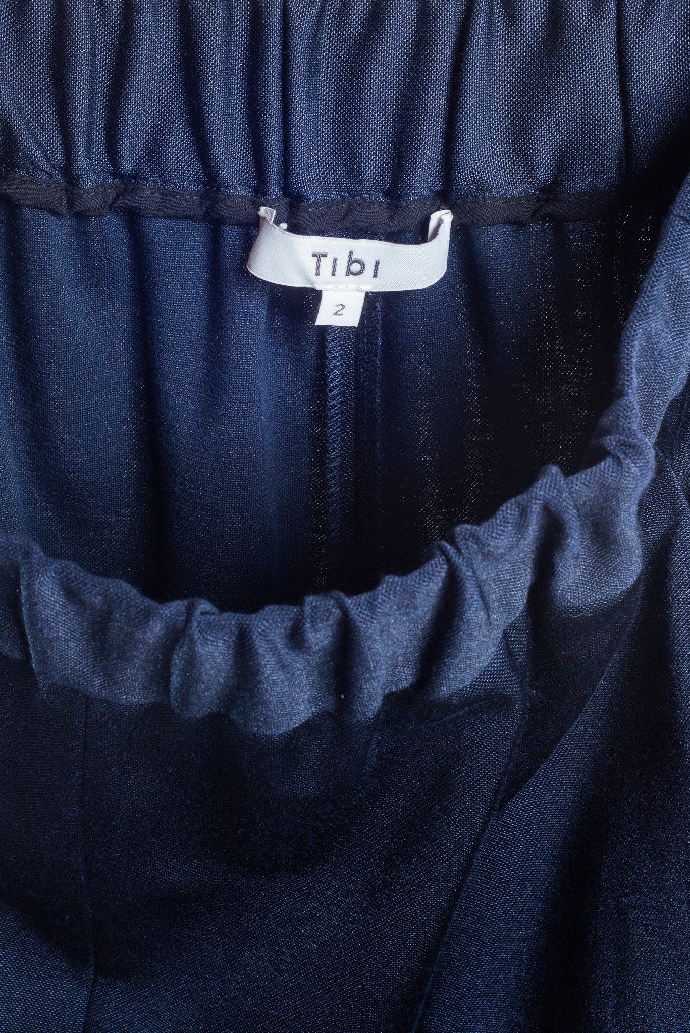 Navy Satin Midi Skirt With Pockets Polyester/Cotton
