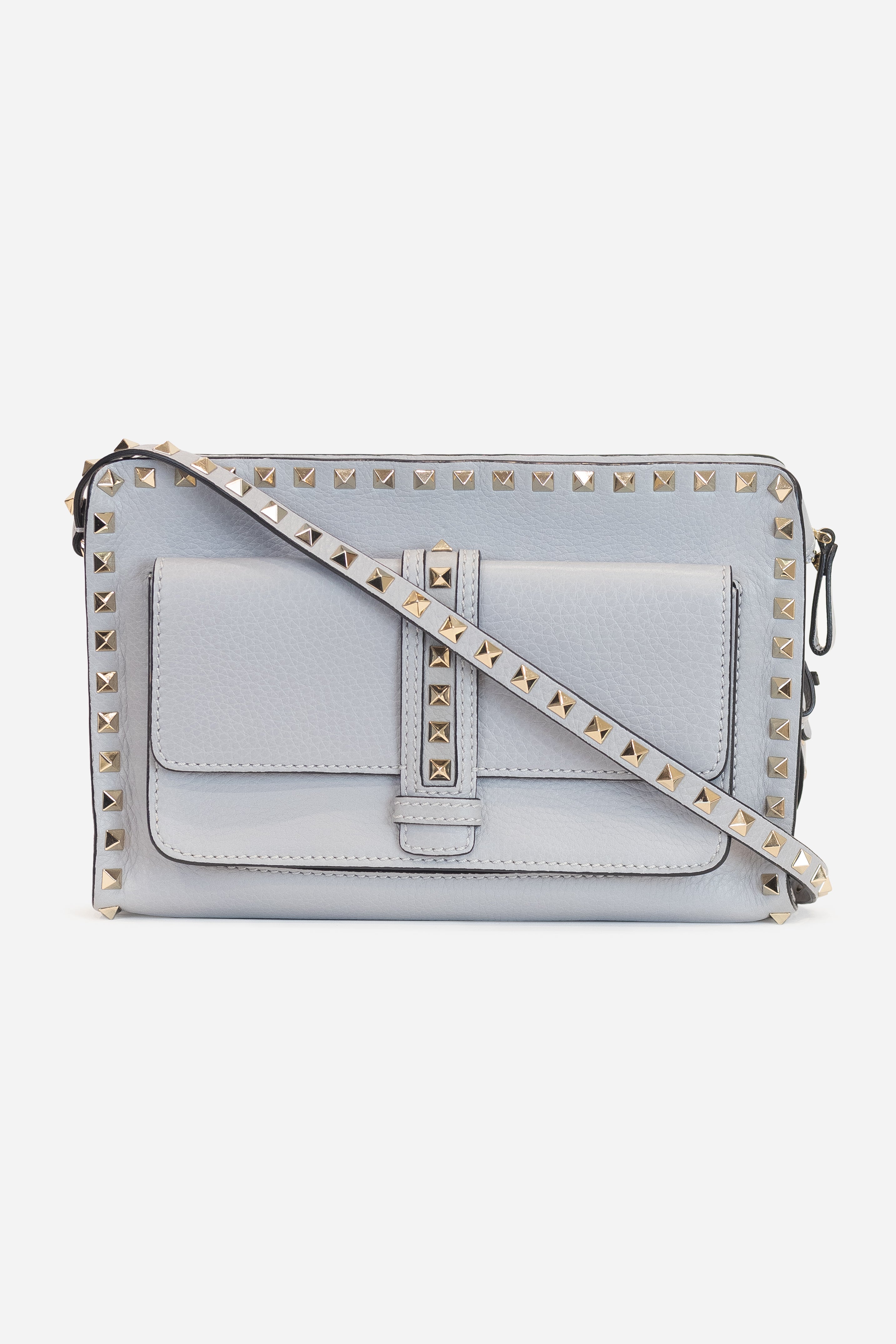 Grey Garavani Studded Cross Body Shoulder Bag Leather