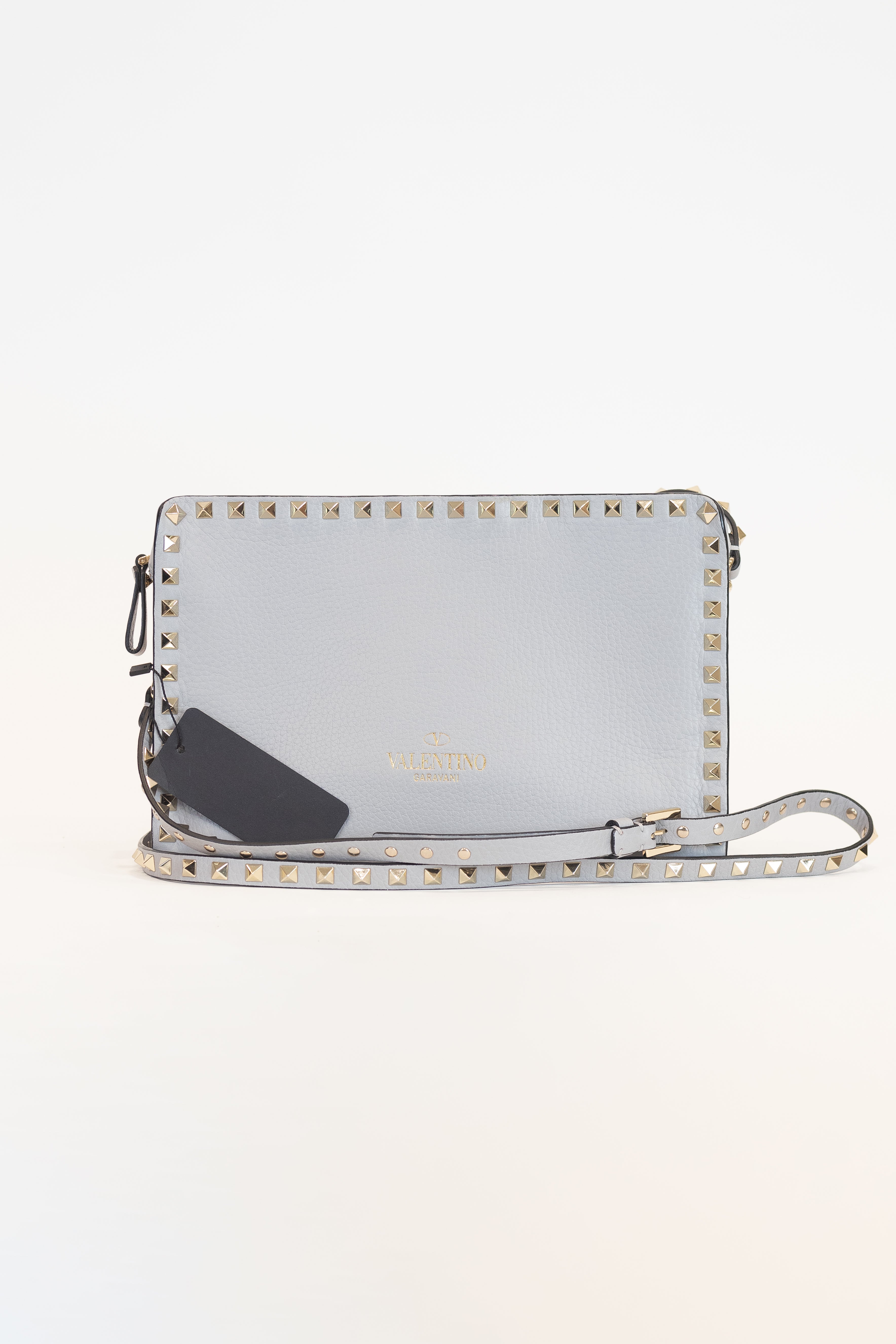 Grey Garavani Studded Cross Body Shoulder Bag Leather