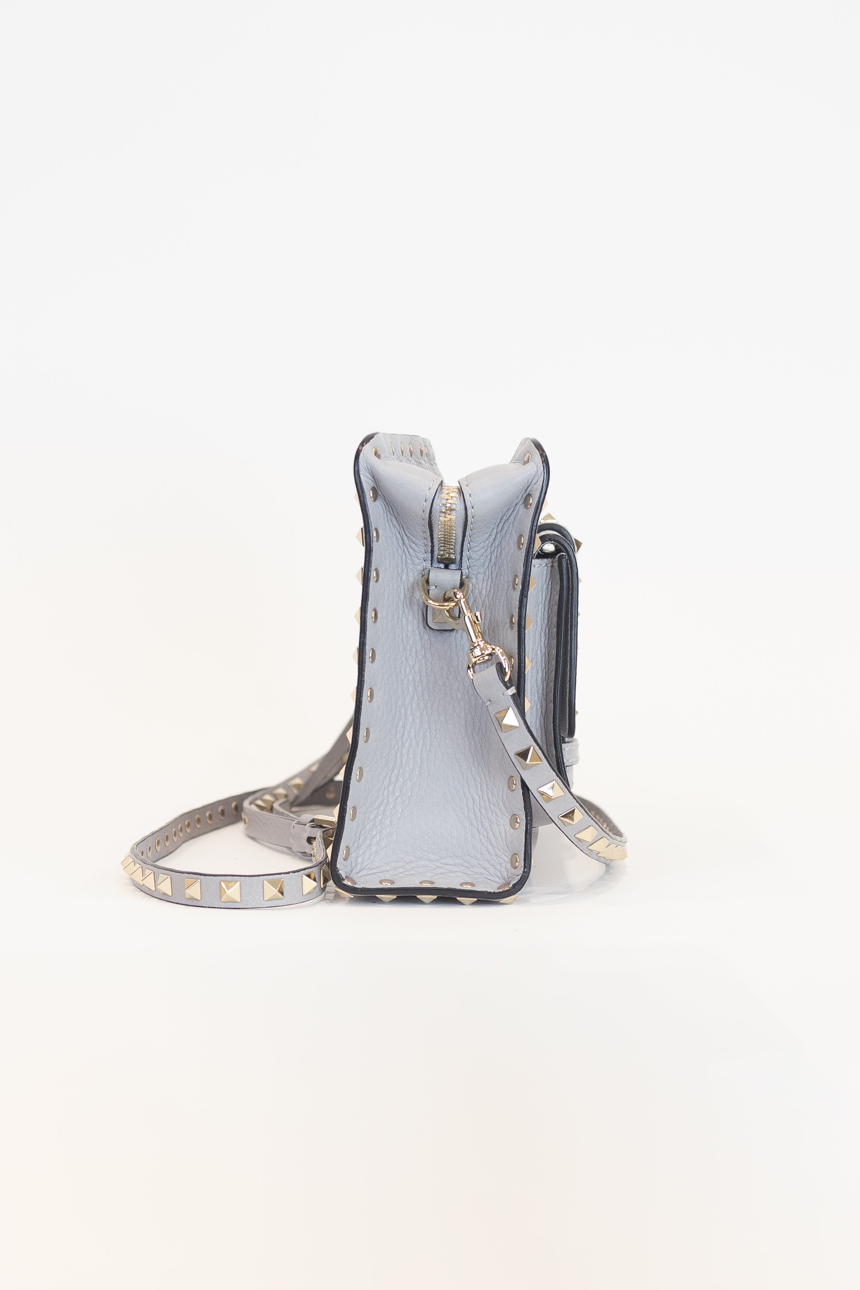 Grey Garavani Studded Cross Body Shoulder Bag Leather