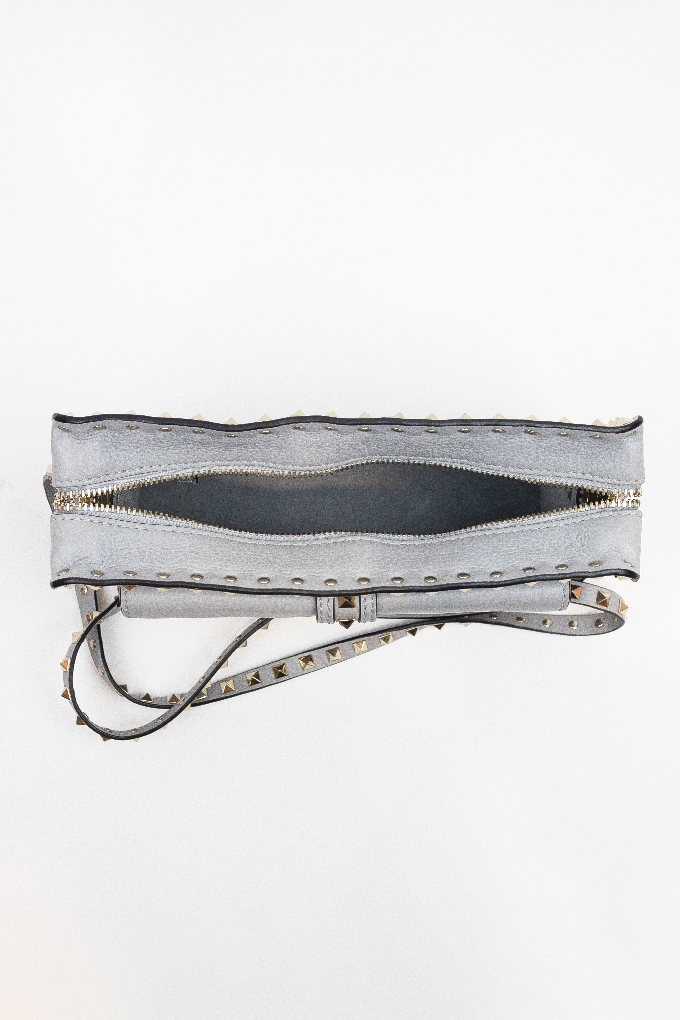 Grey Garavani Studded Cross Body Shoulder Bag Leather