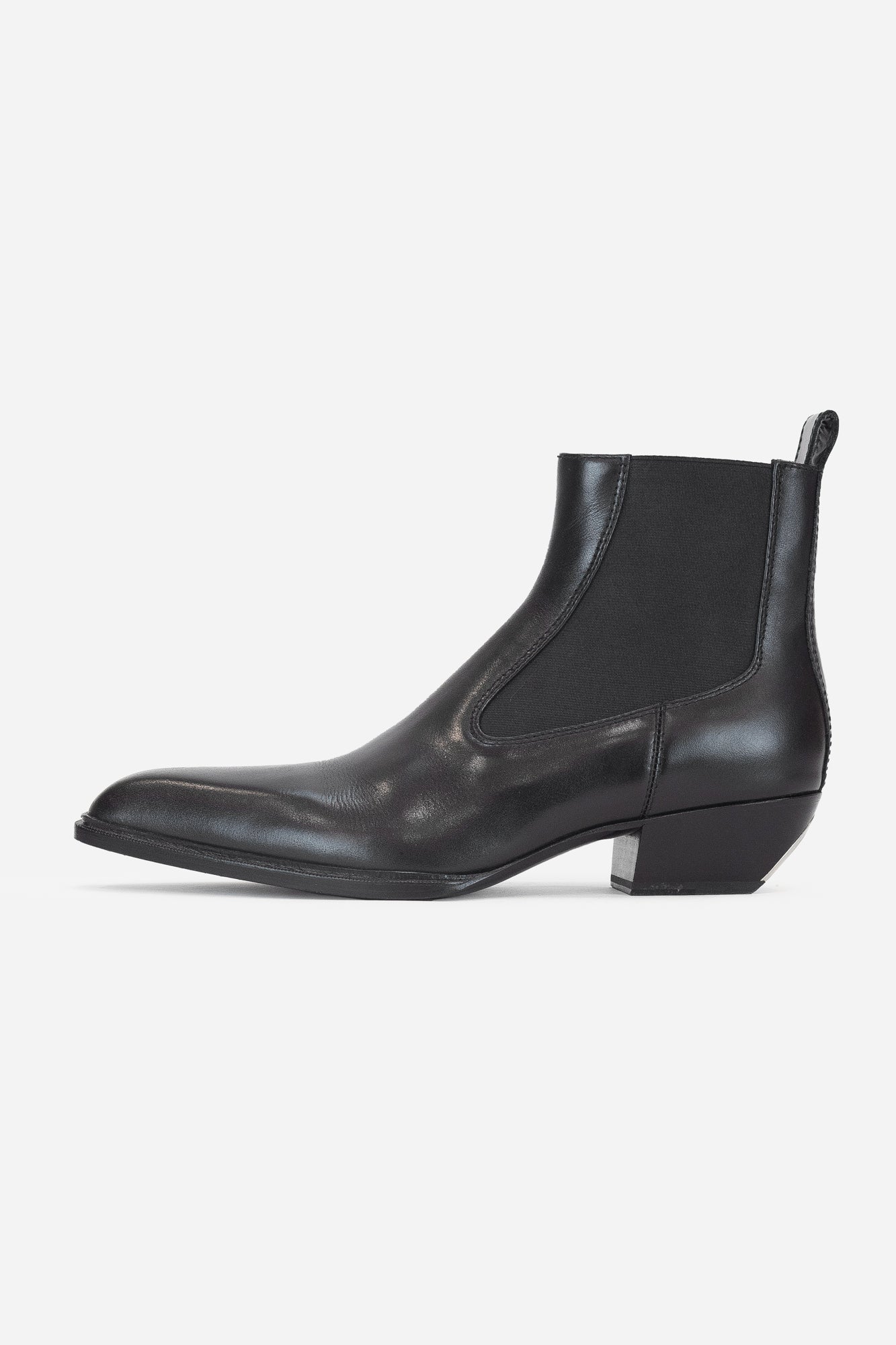 Black Slick 40 Ankle Boot Silver Heel