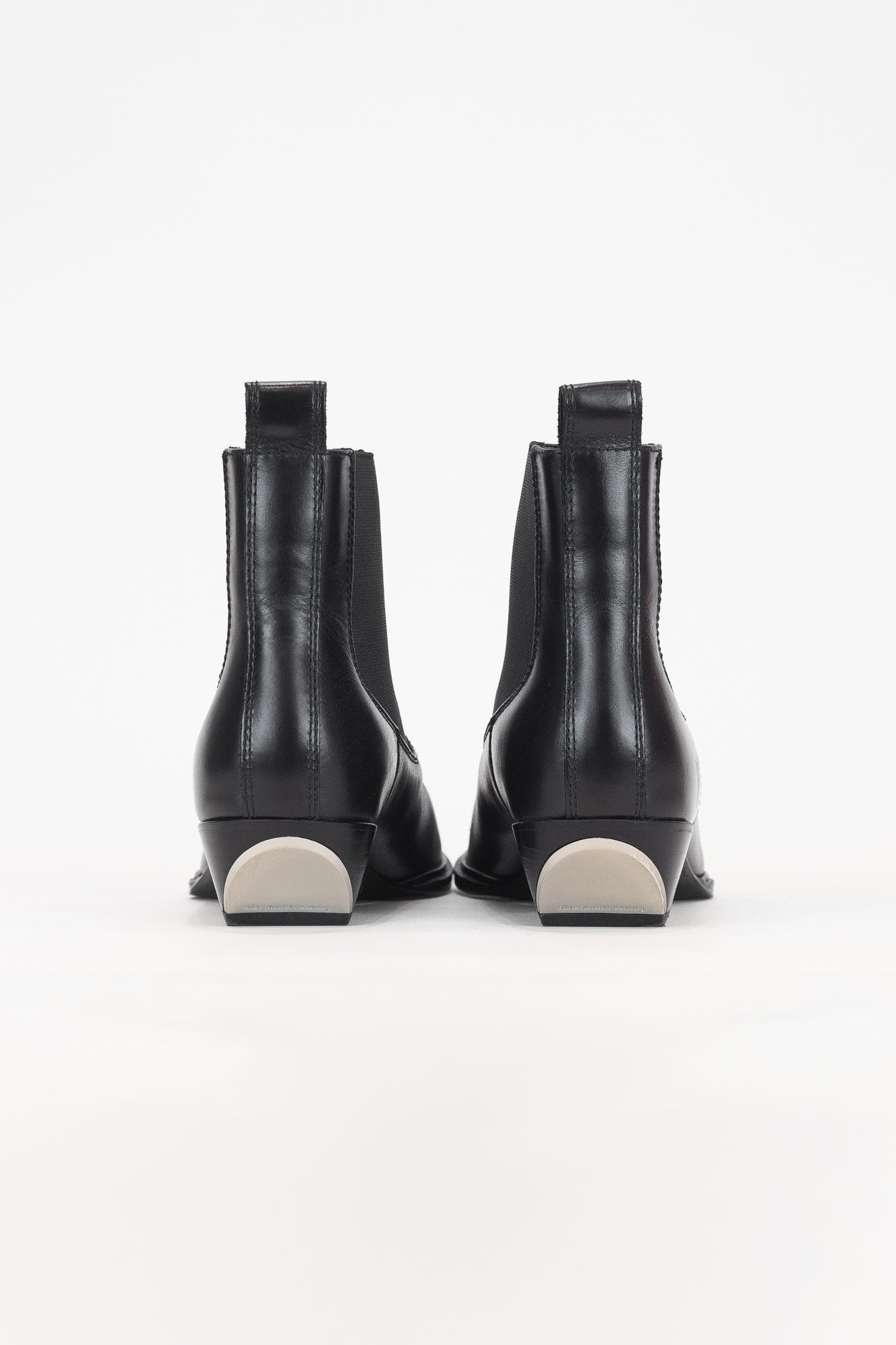 Black Slick 40 Ankle Boot Silver Heel