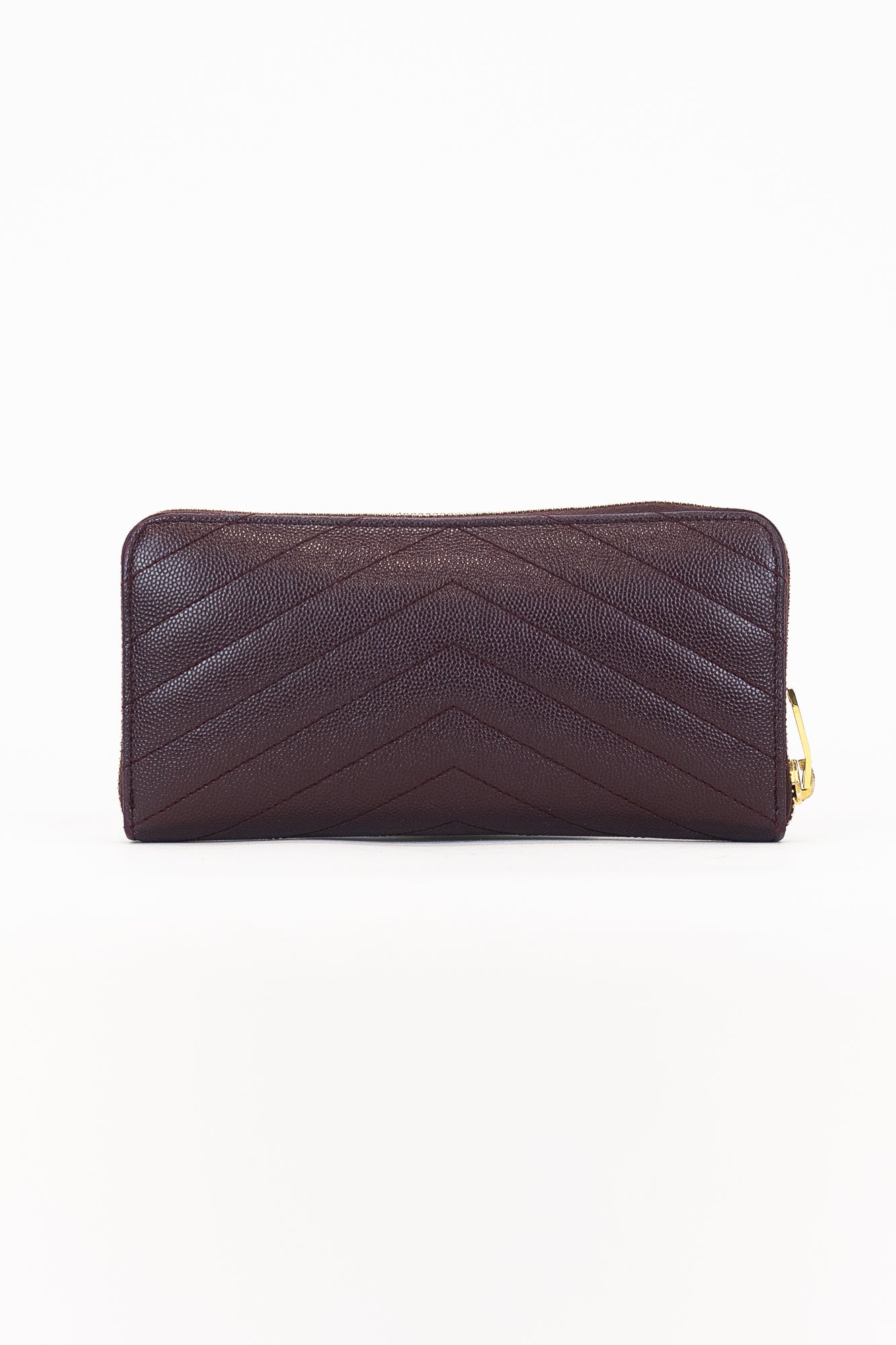 Burgundy Cassandre Matelasse Zip Around Wallet Leather