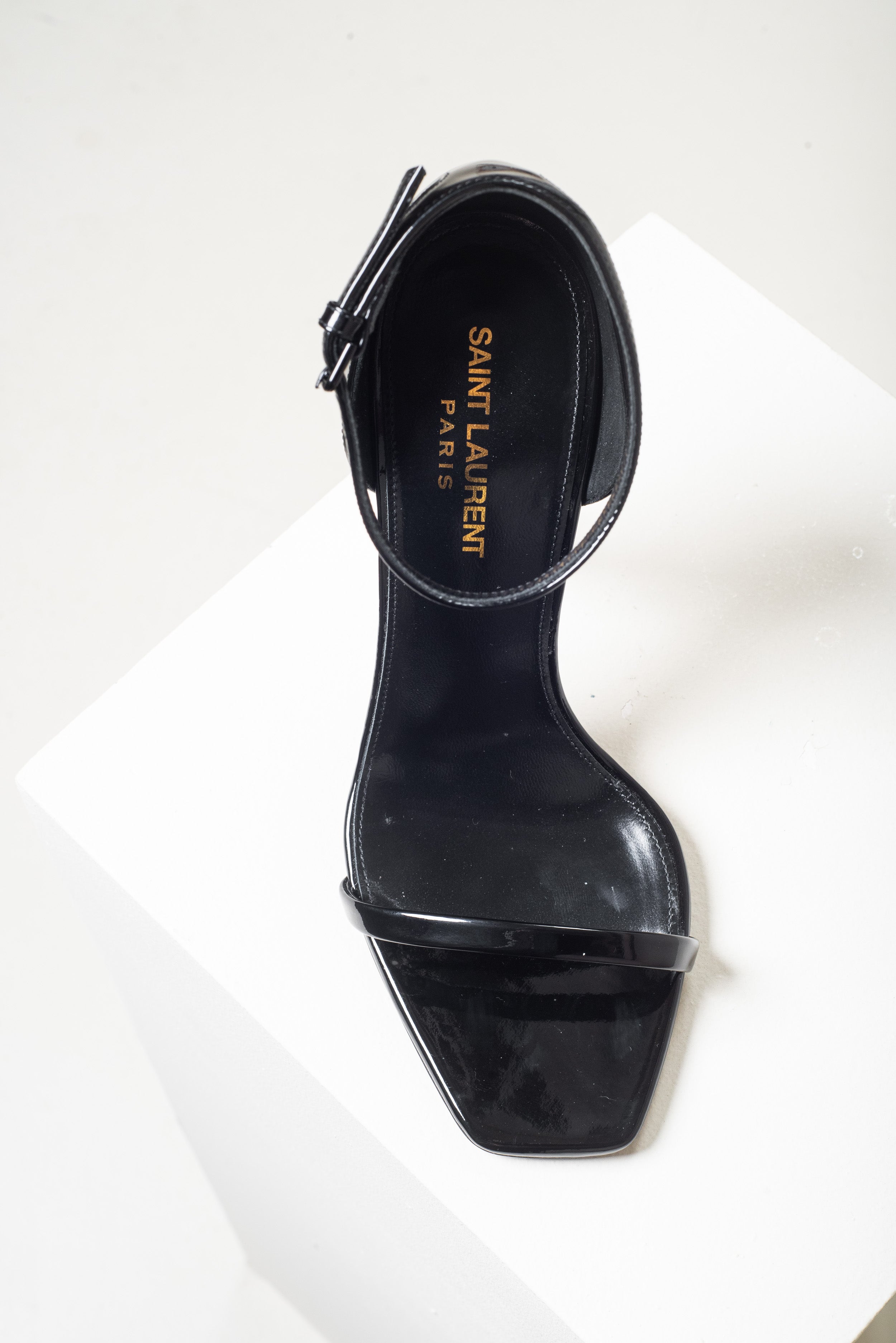 Black Patent Opyum Pump Sandals Patent/Metal