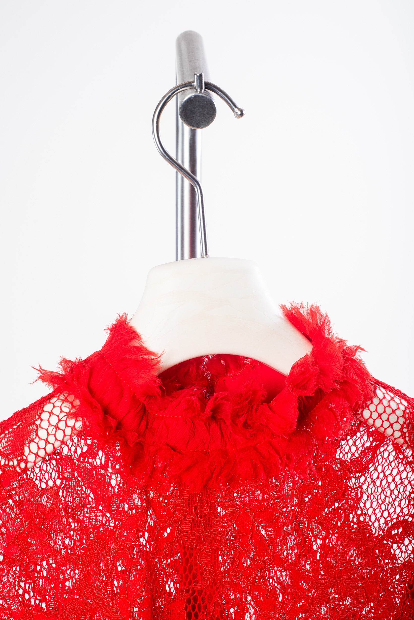 Red Turtle Neck Lace Mini Dress