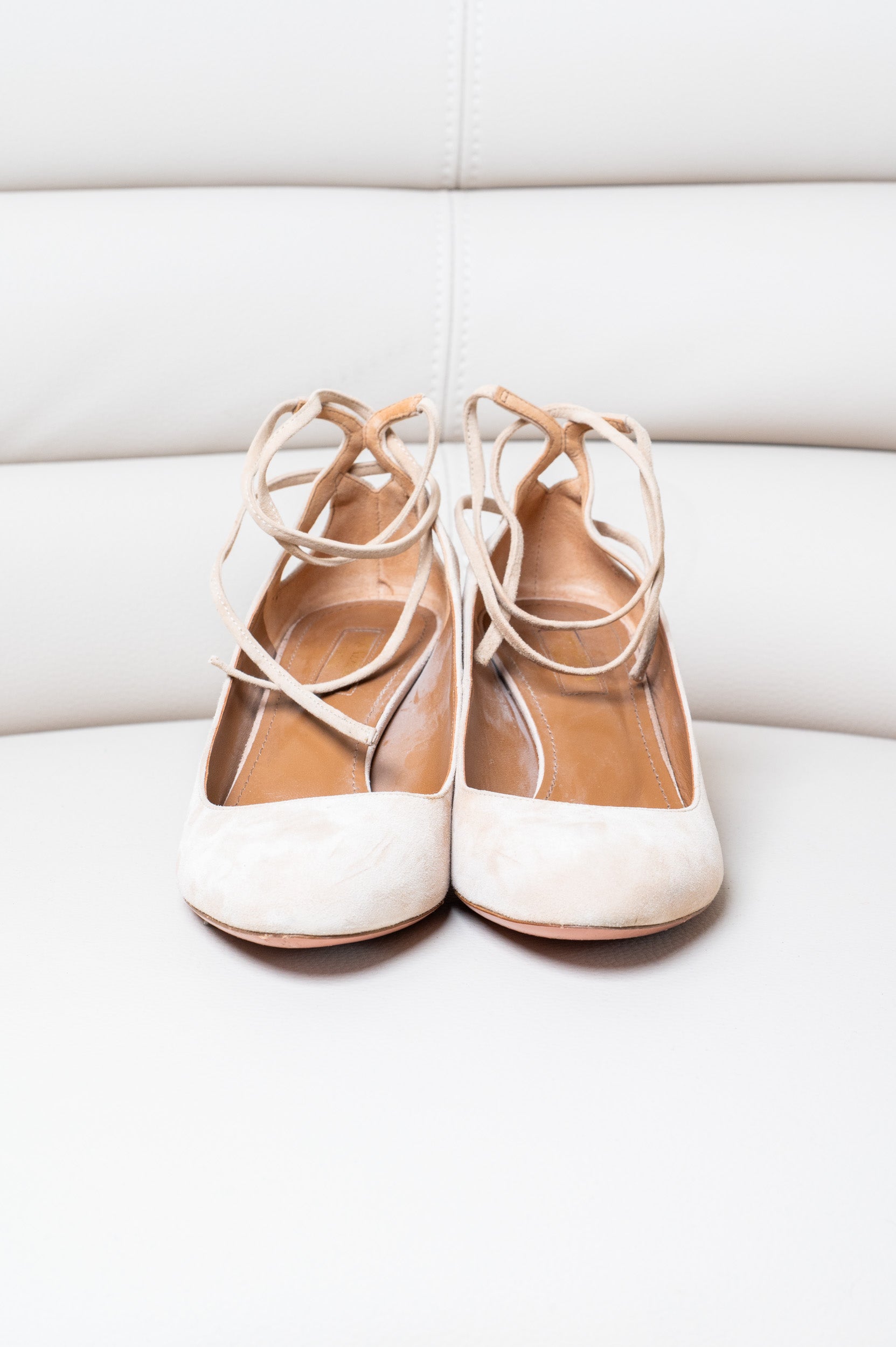 Beige Trinity Star 50 Cut Out Suede Pumps