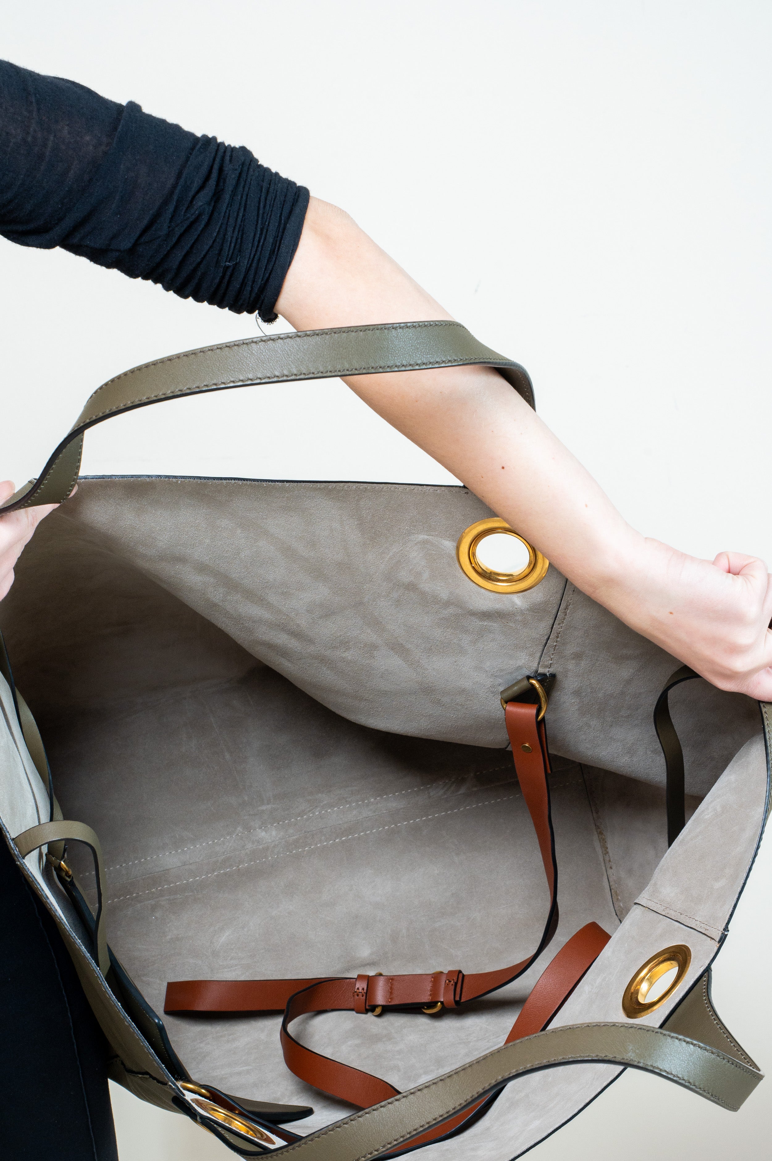 Khaki Green Grommet Tote Bag