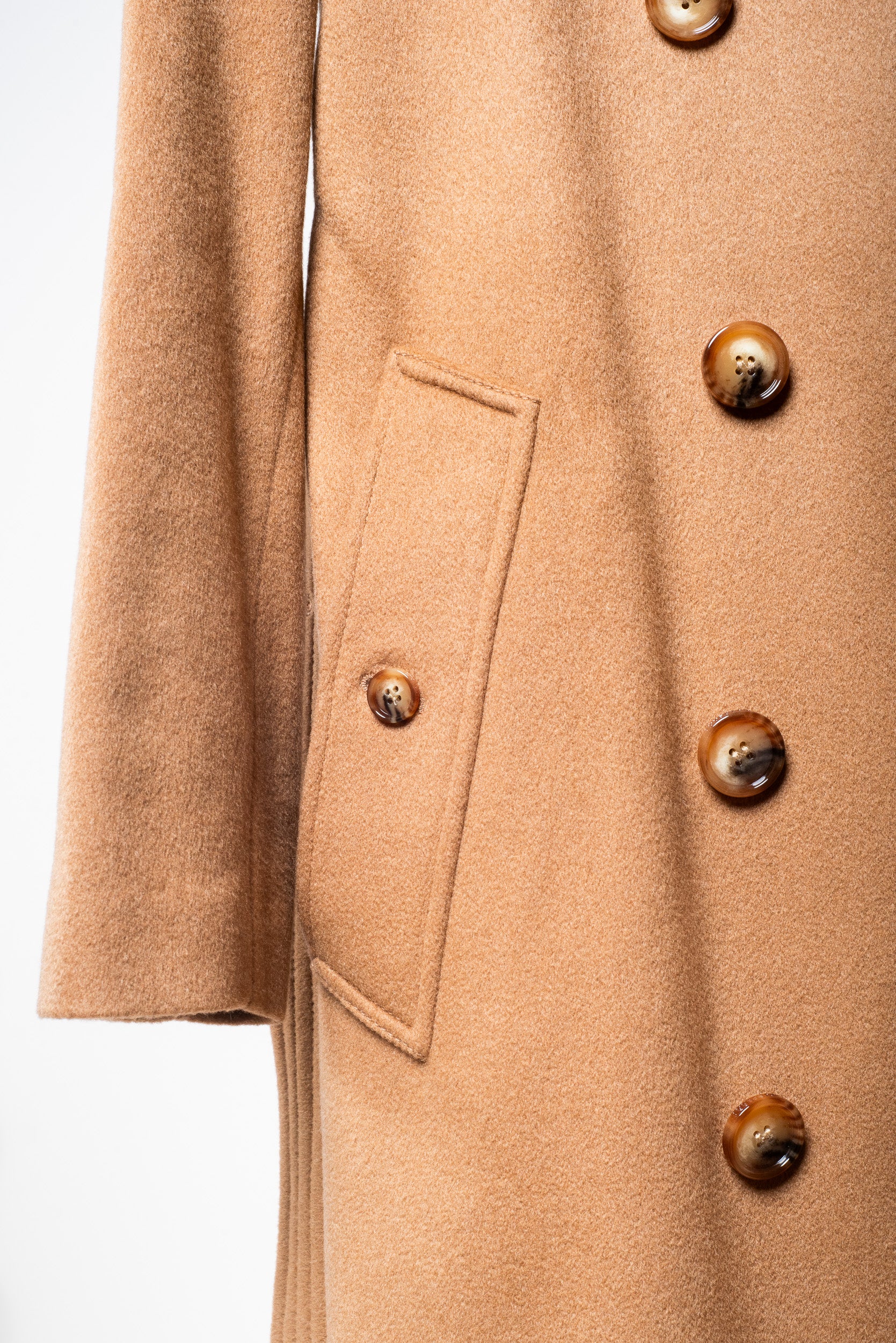 Camel Cashmere Double Breasted Peacoat