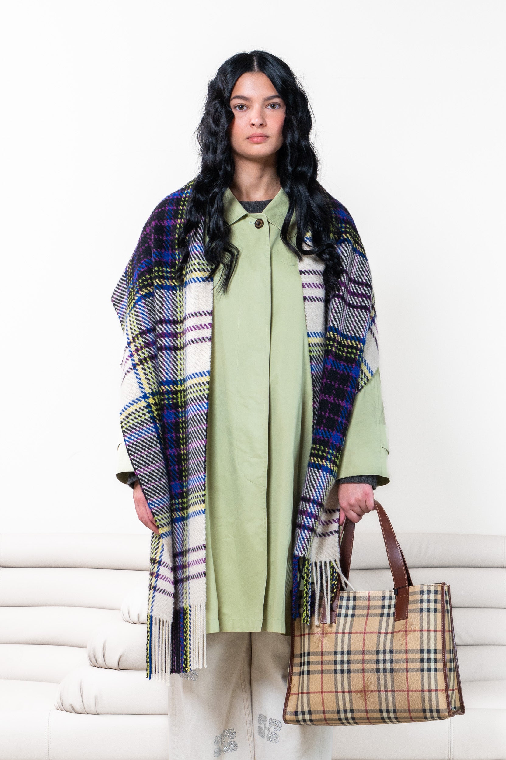 Neon Plaid Printed Scarf