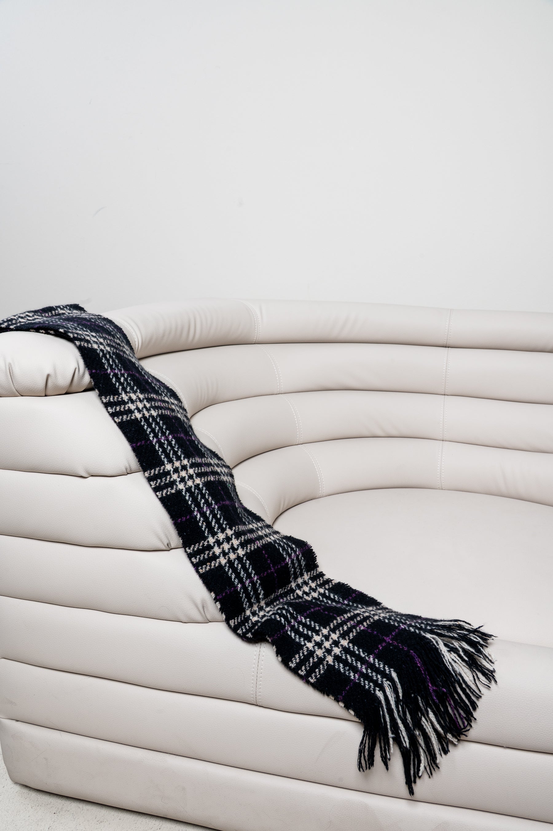 Black & Purple Plaid Print Scarf