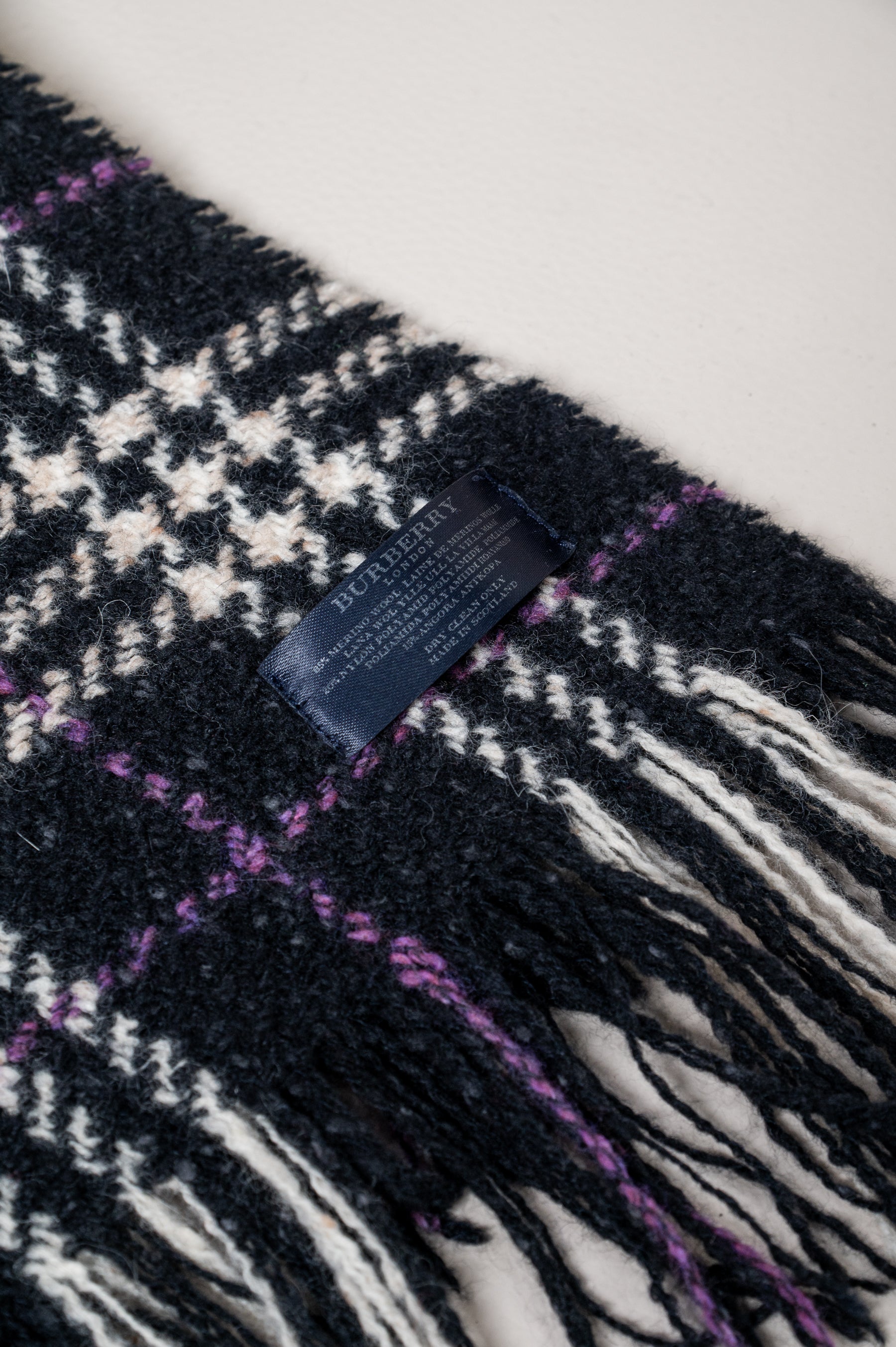 Black & Purple Plaid Print Scarf