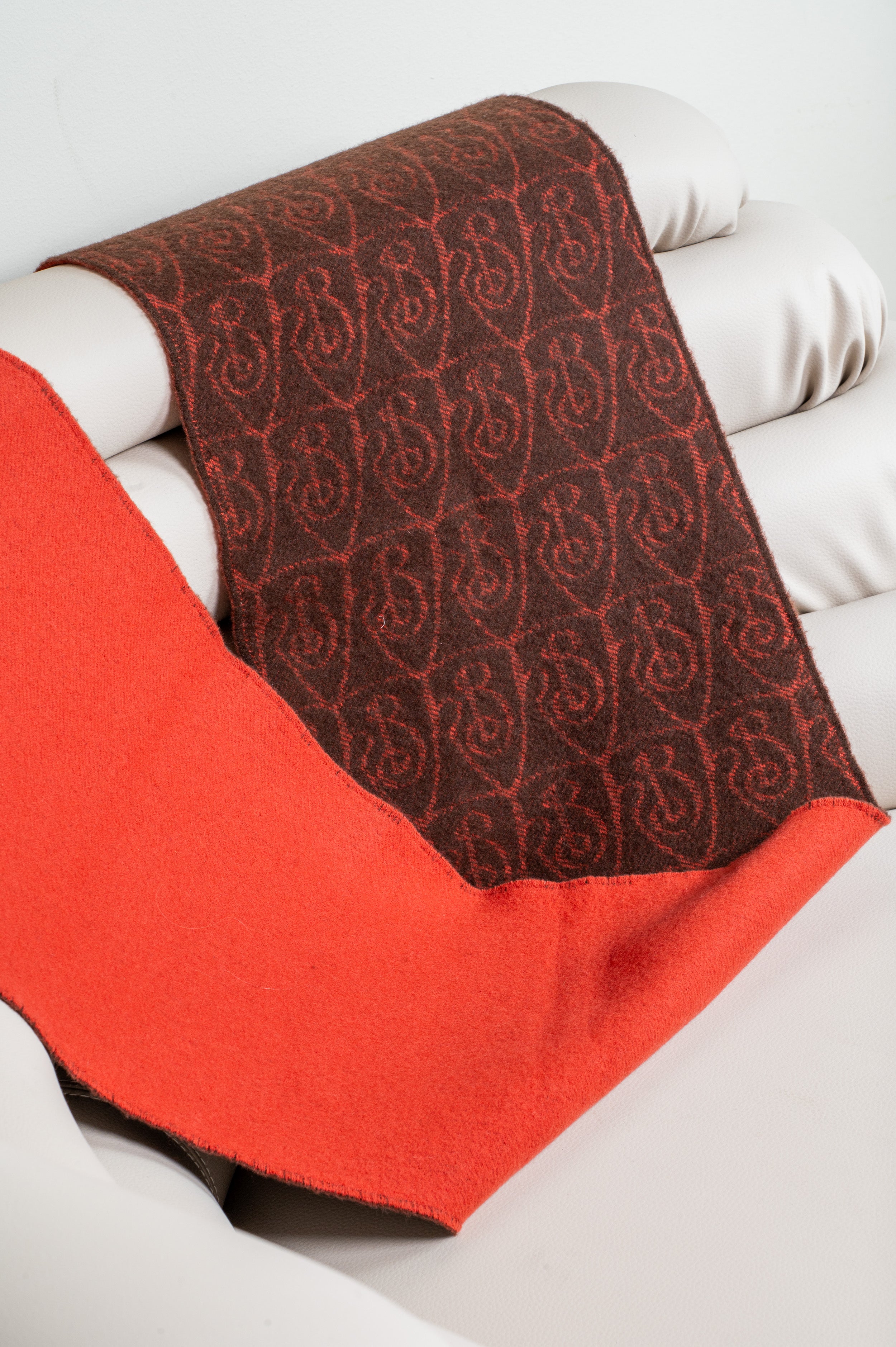 Brown & Orange Reversible B Shield Cashmere Scarf