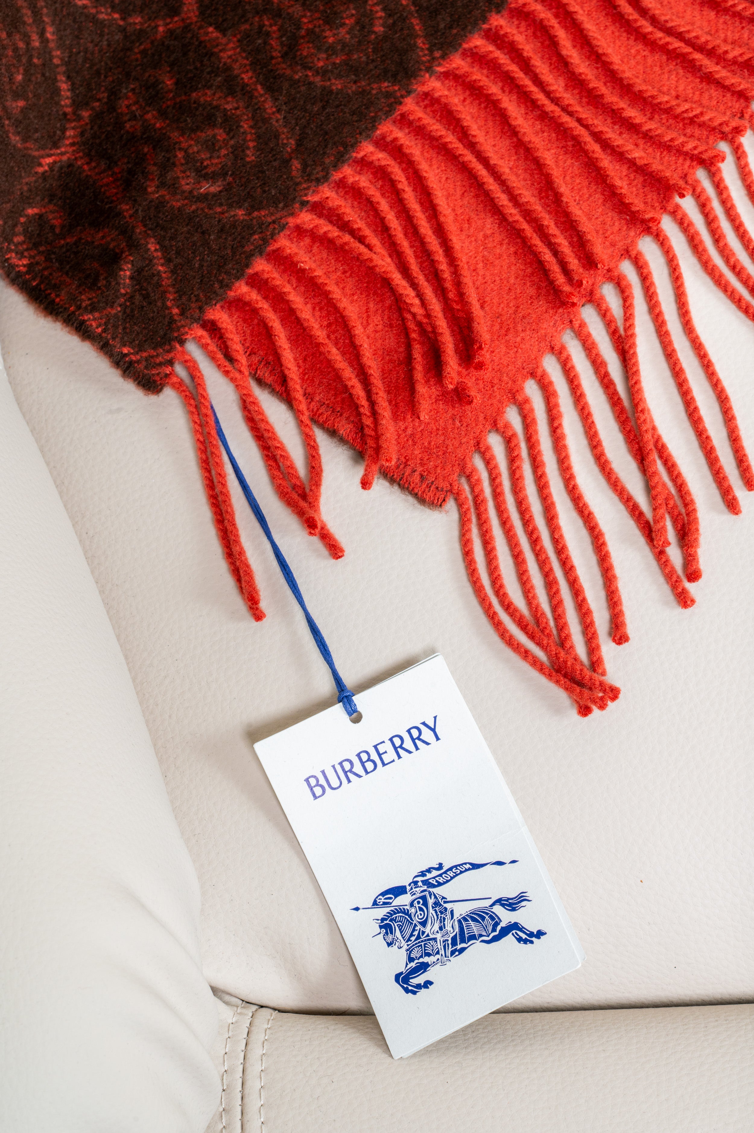 Brown & Orange Reversible B Shield Cashmere Scarf